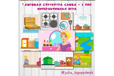 Слоговая структура слова - 1 тип. Интерактивная игра (Юлия Логопед)