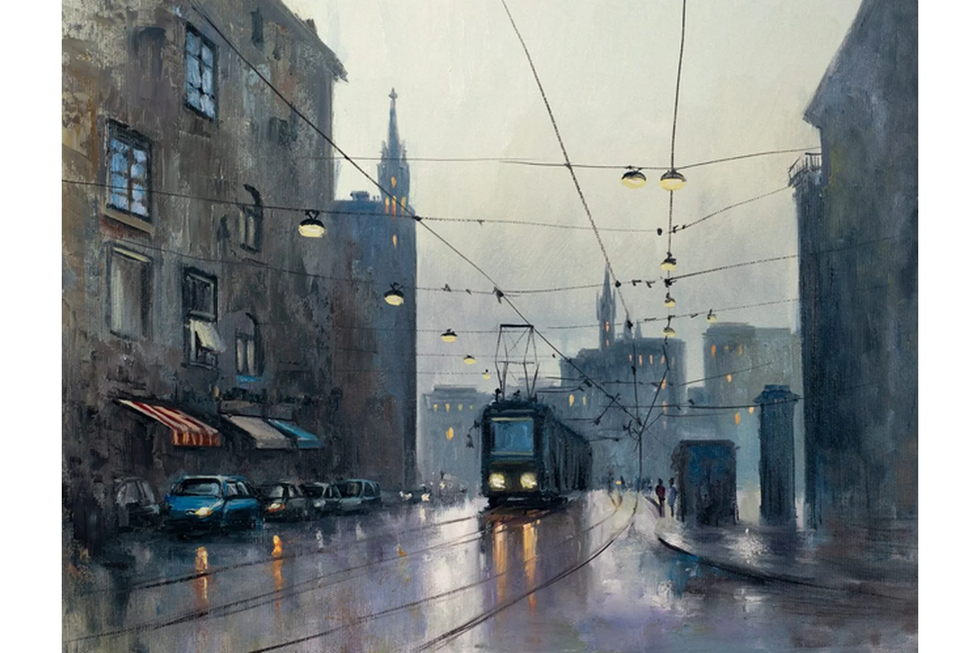 [ZartSchool] Трамвай в вечернем городе (Татьяна Зубова), фото 1 из 1.