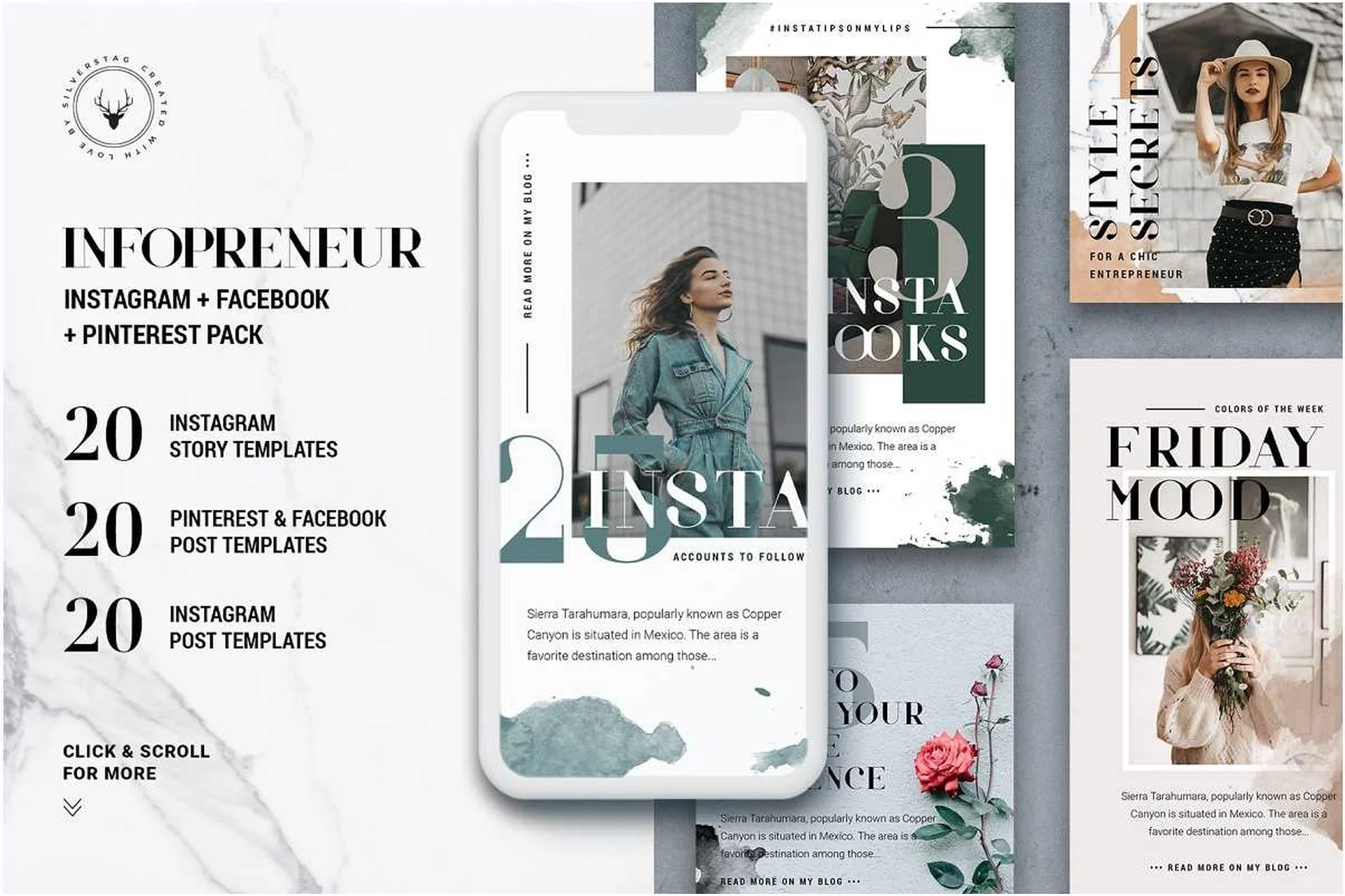 [CreativeMarket] Шаблоны для Instagram, Facebook, Pinterest / #Infopreneur (SilverStag), фото 1 из 1.