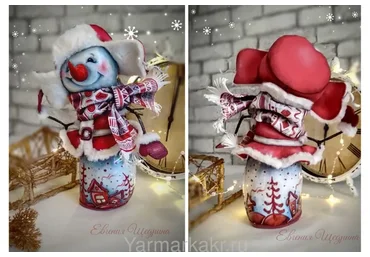 Снеговик - чехол из фоамирана для шампанского (Евгения Щедрина)