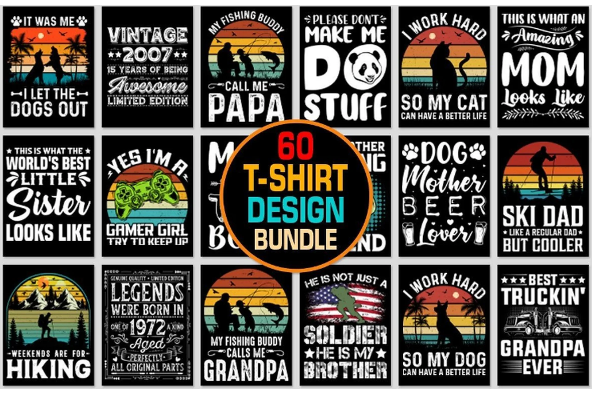 [Creativefabrica] T-Shirt Design Mega Bundle (T-Shirt Tees), фото 1 из 1.