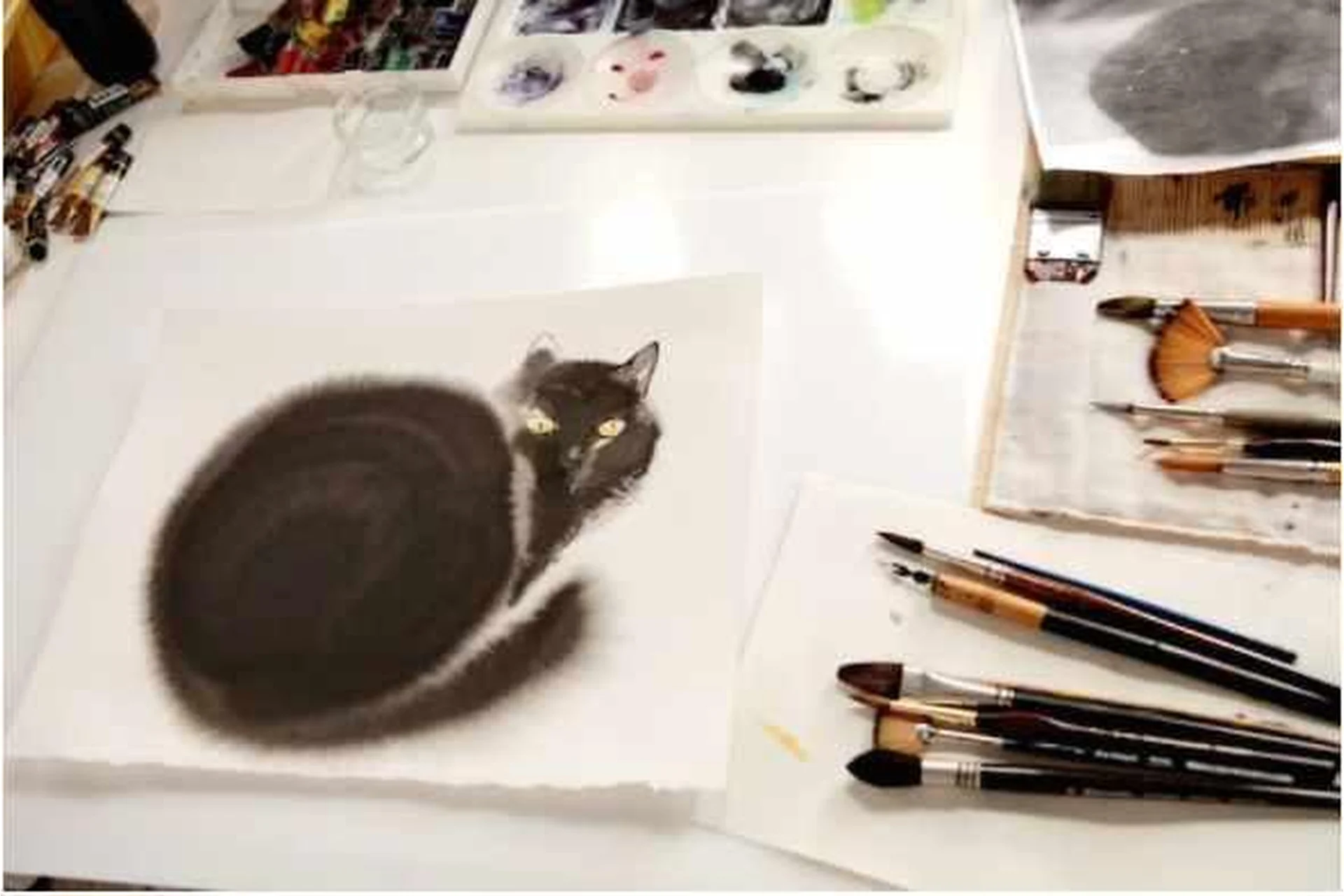 [Bratec Lis School] Рисуем кота в акварельной технике (Эндре Пеновац), фото 1 из 1.