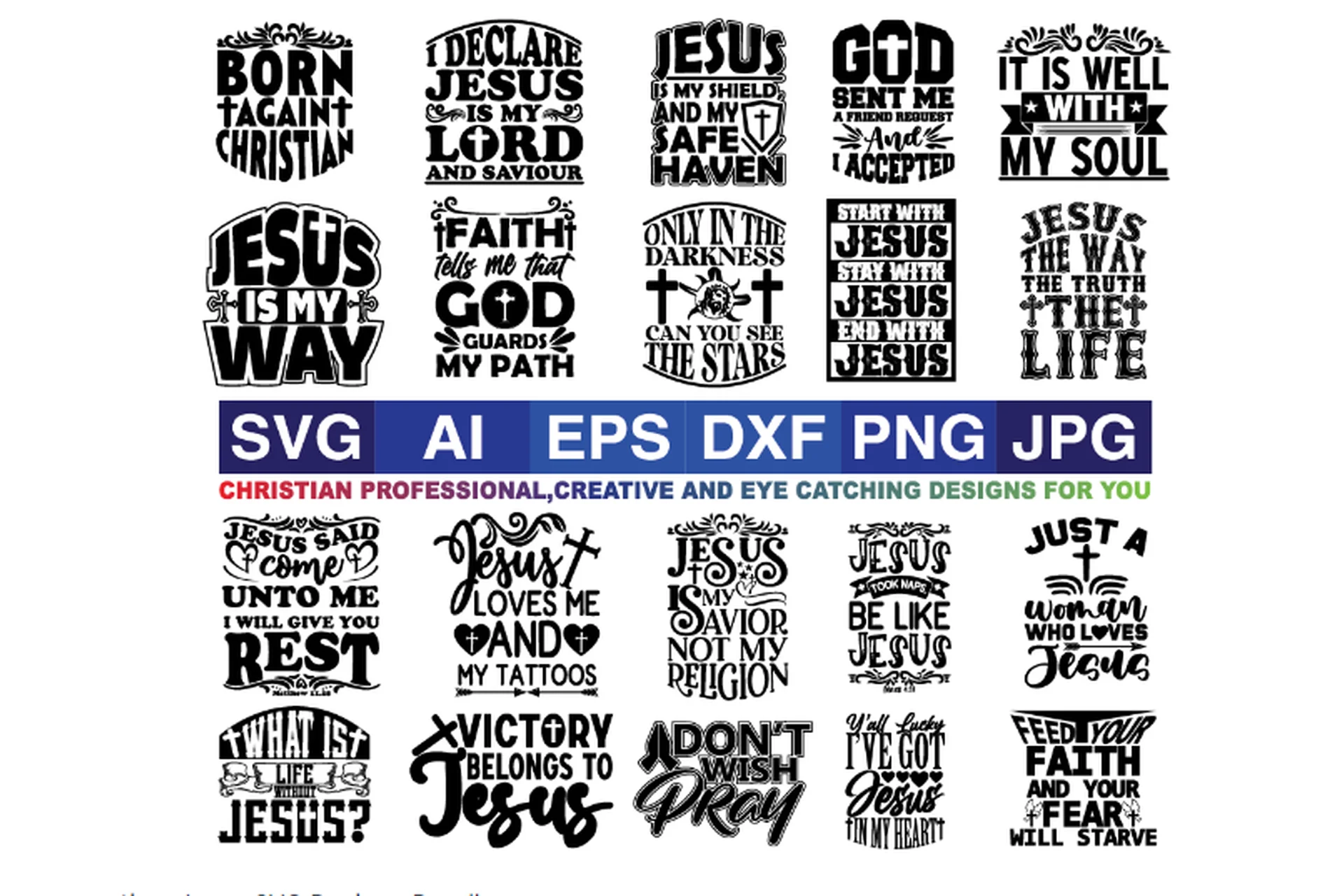[Creativefabrica] Christian, Jesus SVG Designs Bundle (SVG Cut Files), фото 1 из 1.