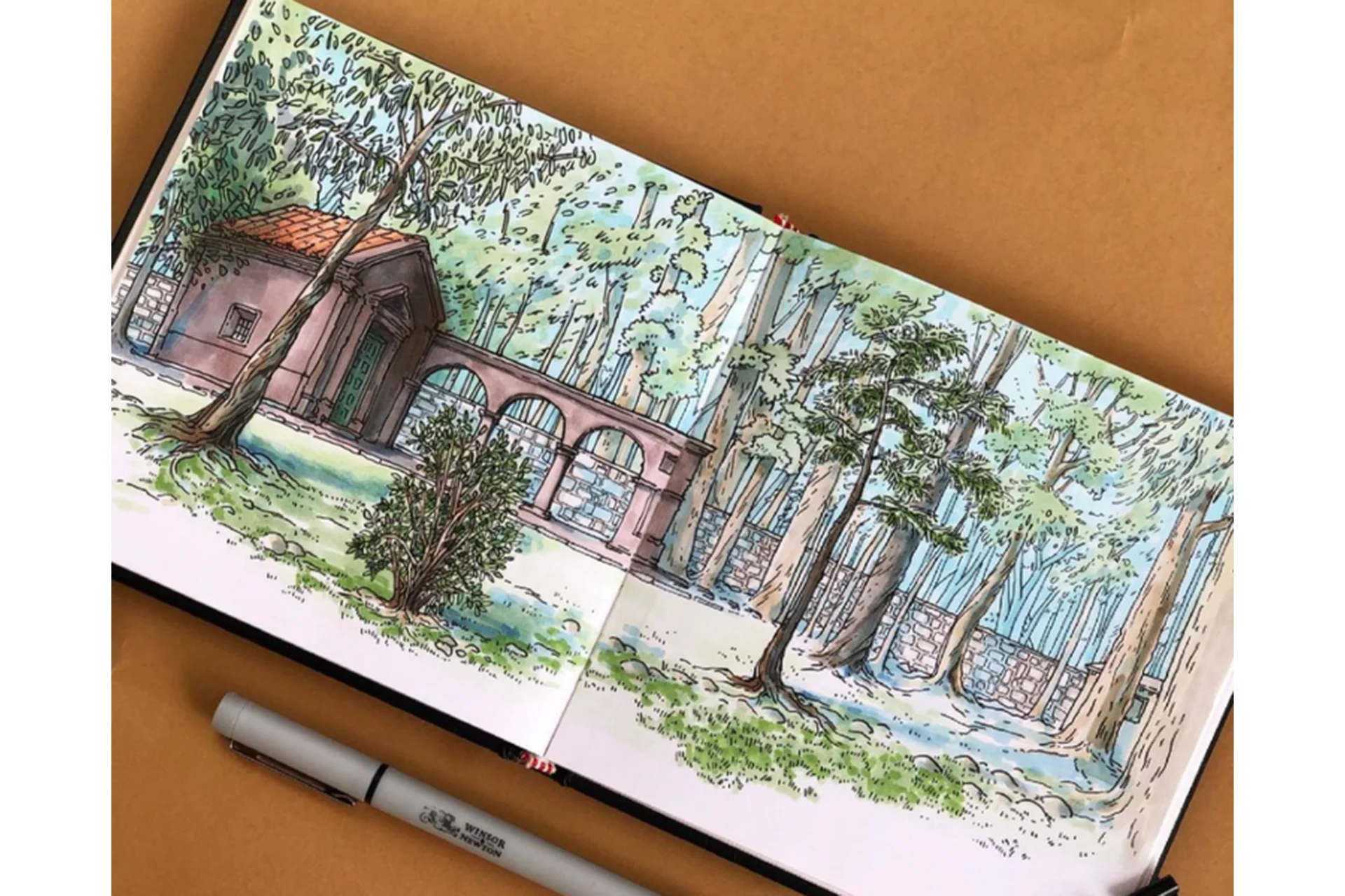 Сад в старинной усадьбе. Деревья и архитектурные элементы (Екатерина (Като) Иванникова), фото 1 из 1.