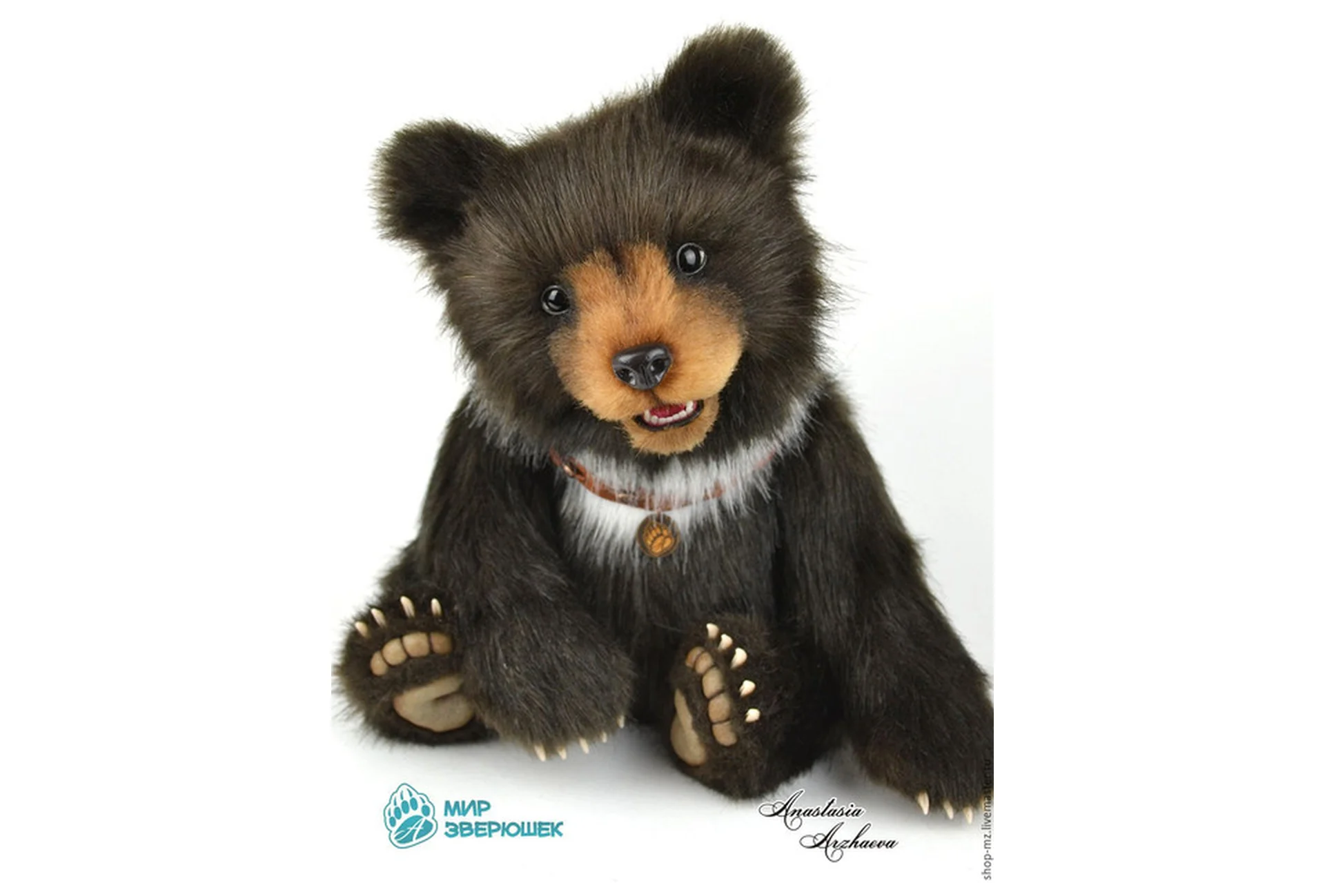 Мишка в стиле натюр с подвижной челюстью + выкройка (Аржаева Анастасия), фото 1 из 1.