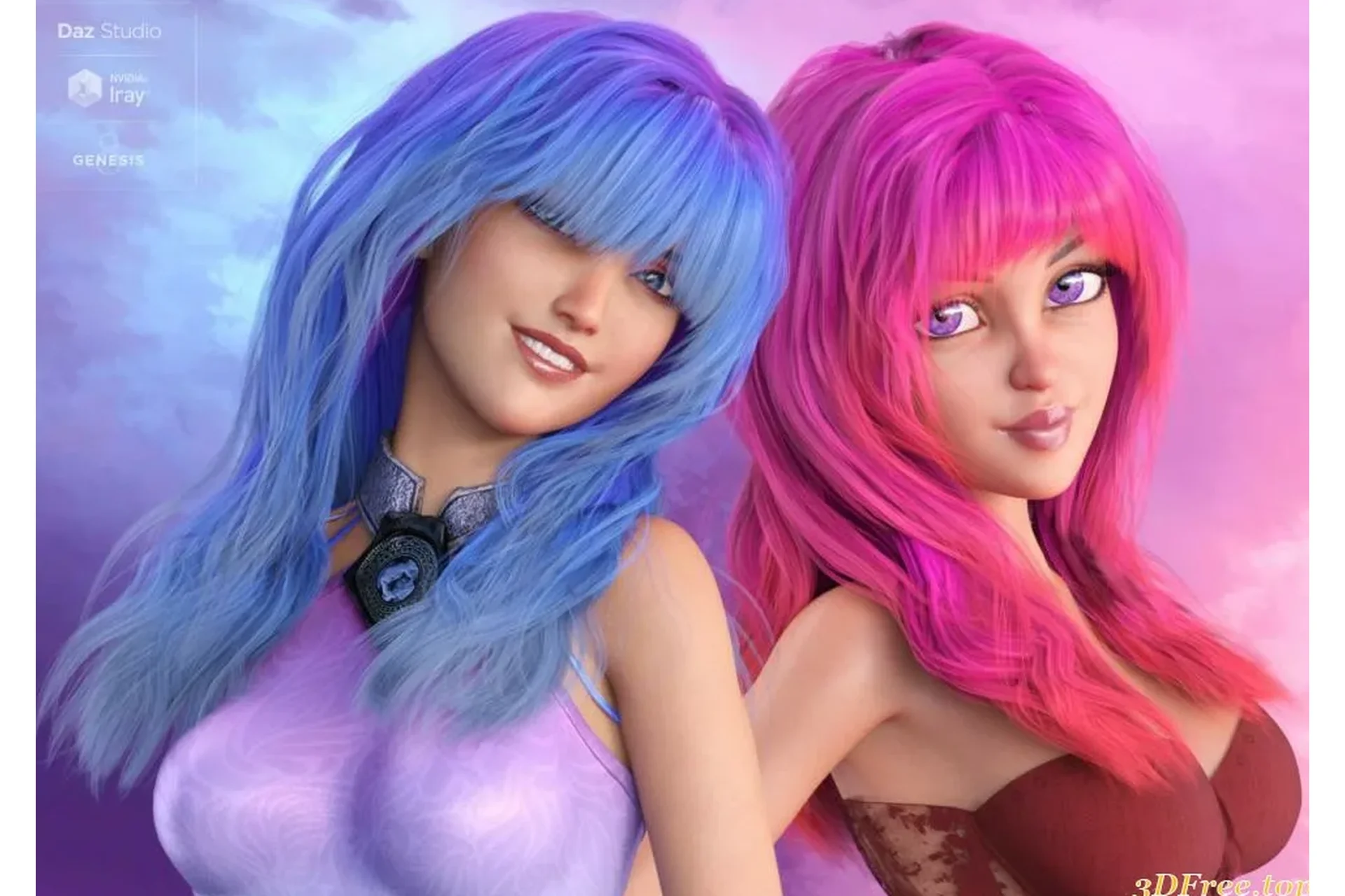 [Daz3D] Lani Hair for Genesis 3 Female(s) (3DCelebrity), фото 1 из 1.