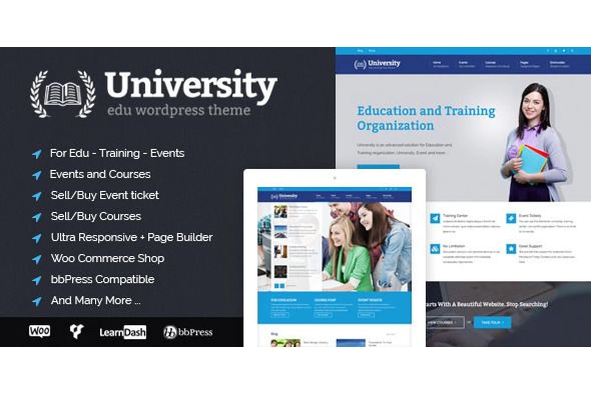 University v2.0.8 - тема для образовательных учреждений, курсов и событий для Wordpress, фото 1 из 1.