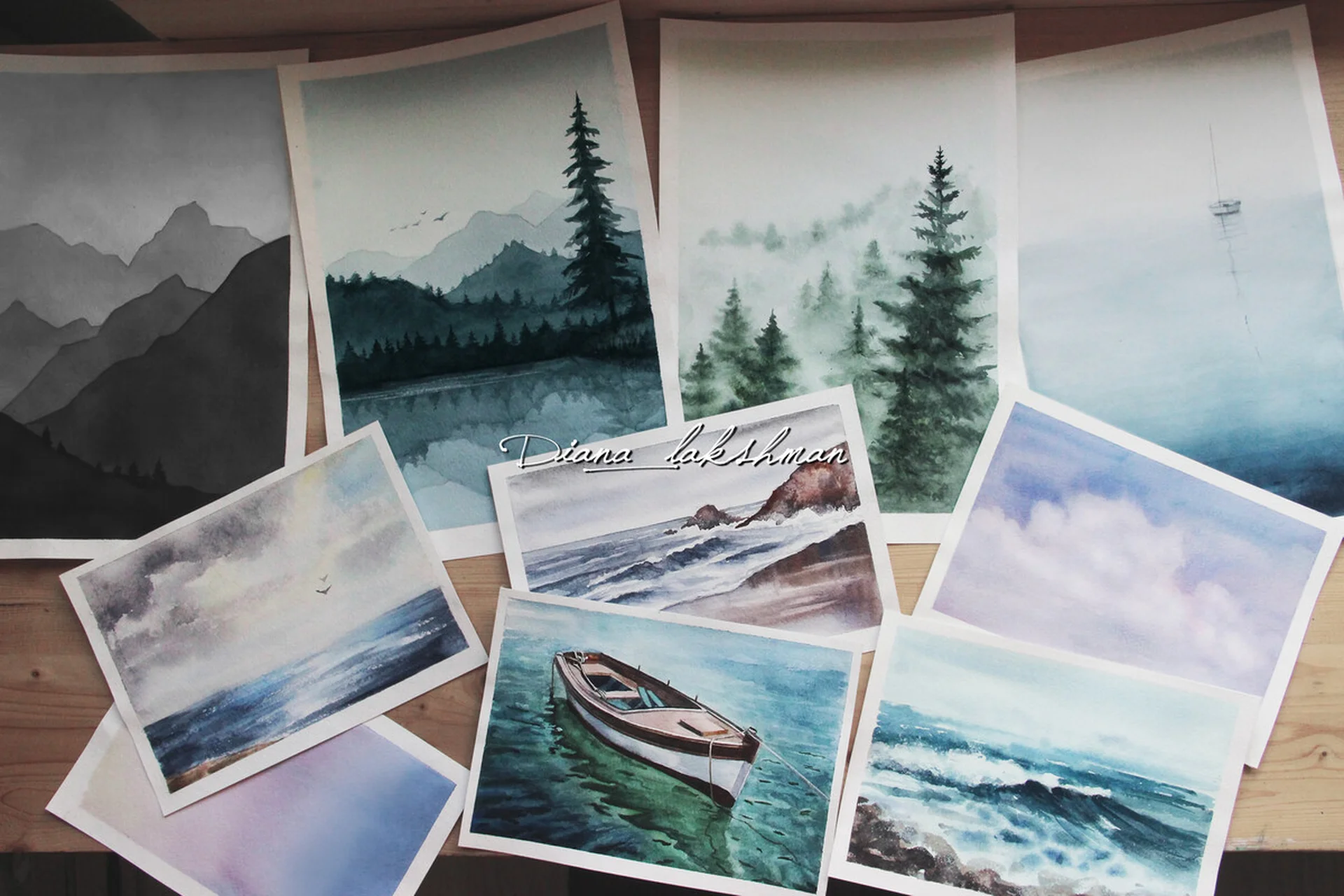 Пейзажная акварель (Диана Лакшман), фото 1 из 1.