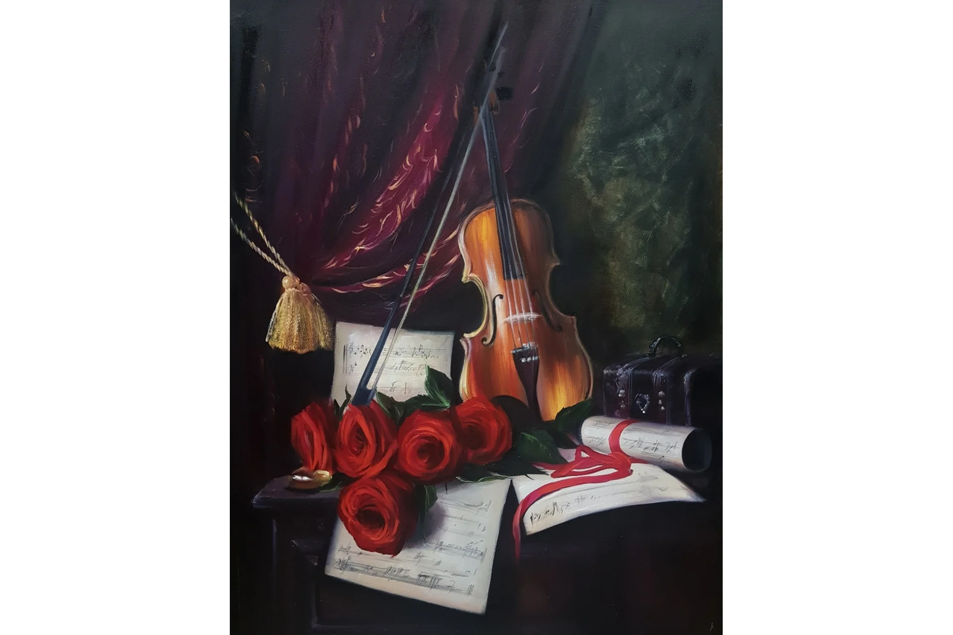 [Студия Живописи]  Скрипка и розы (Ольга Базанова), фото 1 из 1.
