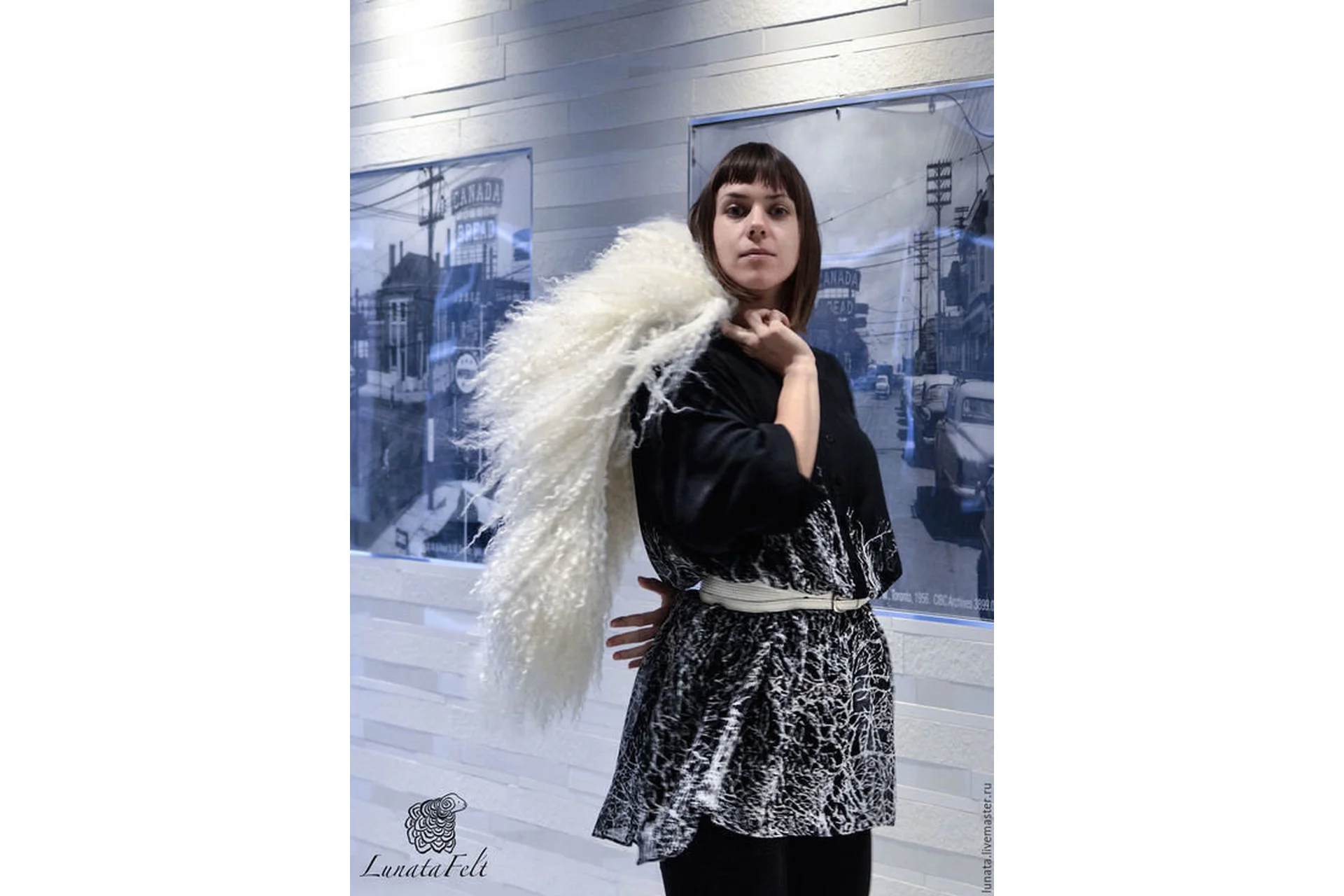 [Masterfelt] Белоснежный меховой воротник «Крылья Ангела» (Наталия Луната), фото 1 из 1.