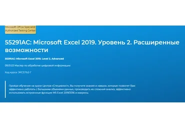 [Специалист] 55291AC: Microsoft Excel 2019. Уровень 2. Расширенные возможности (Светлана Казакова)