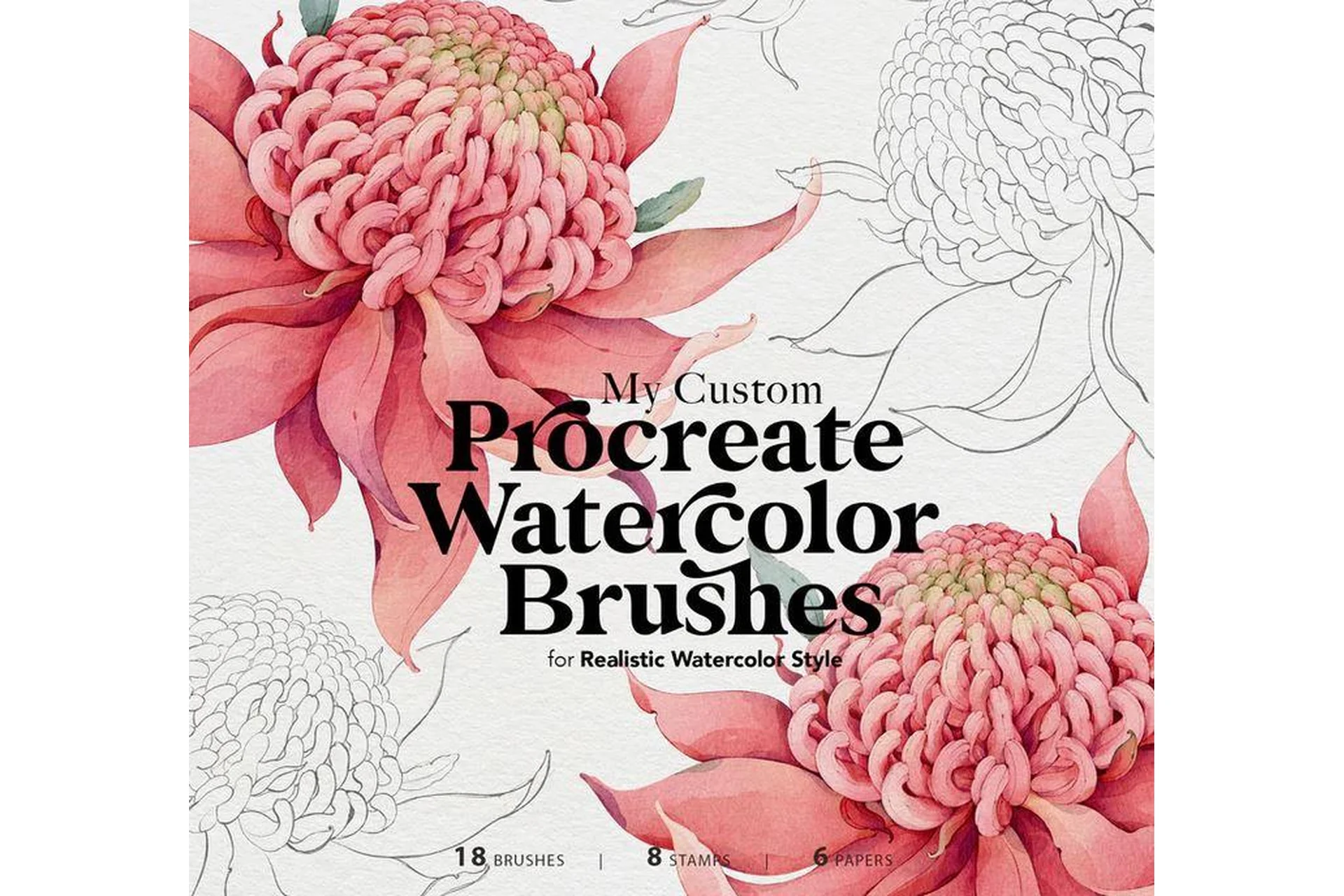 [Media Jamshidi] My Custom Watercolor Brushes for Procreate - акварельные кисти для Procreate, фото 1 из 1.