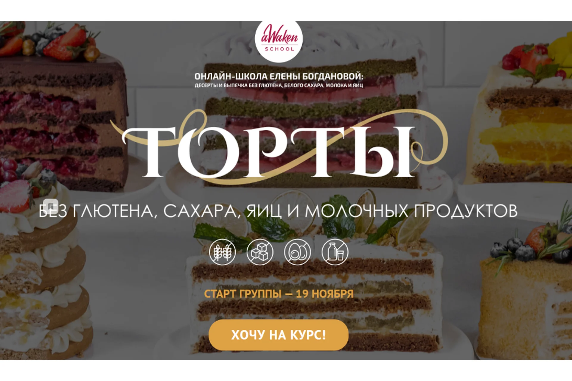 [Awaken School] Торты. Тариф Для себя и близких (Елена Богданова, Марина Мелконян), фото 1 из 1.