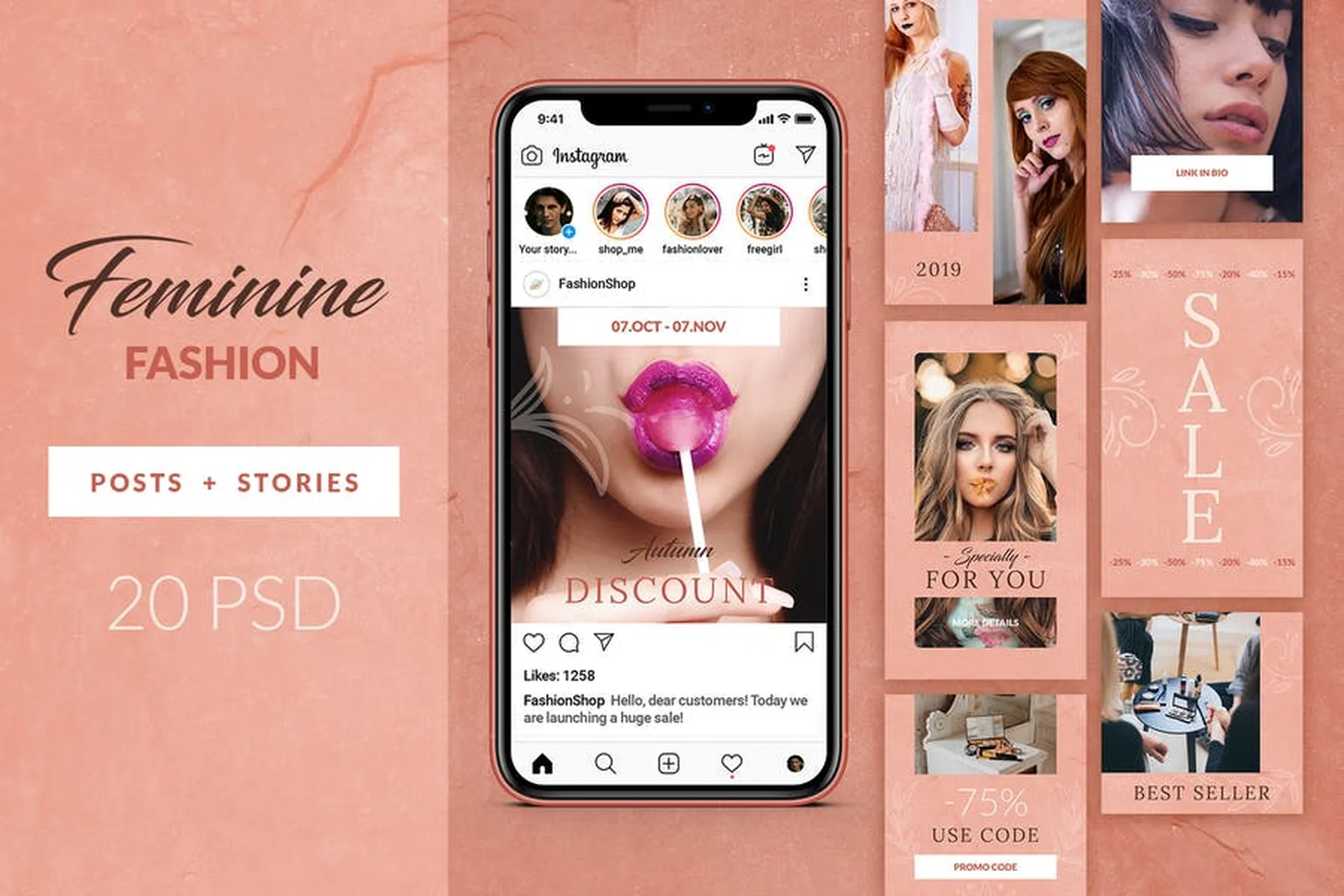 [Envato elements] Feminine Fashion Insta Pack (Sko4), фото 1 из 1.