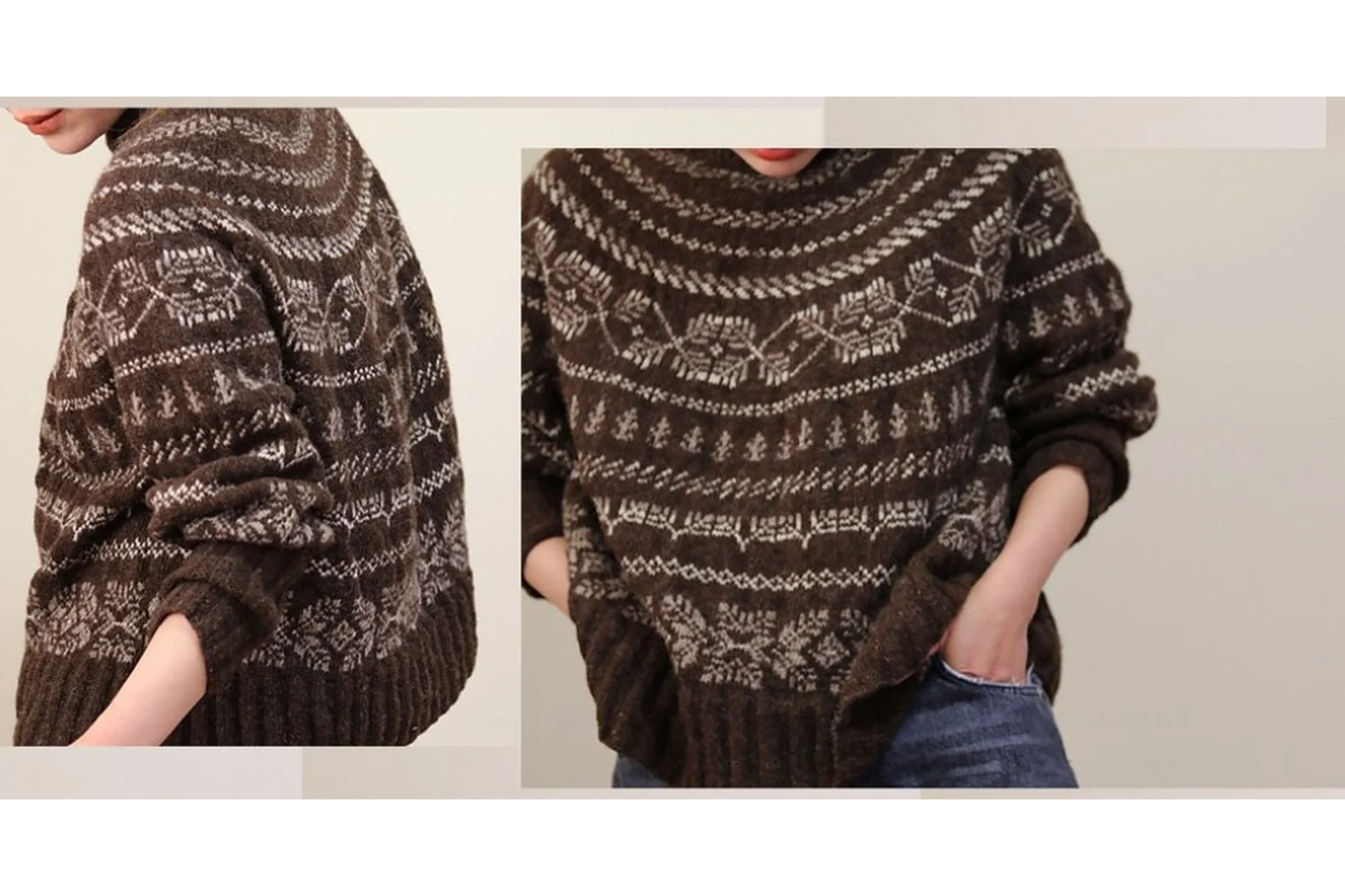 Жаккардовый пуловер оверсайз Twigs (Junko Okamoto), фото 1 из 1.