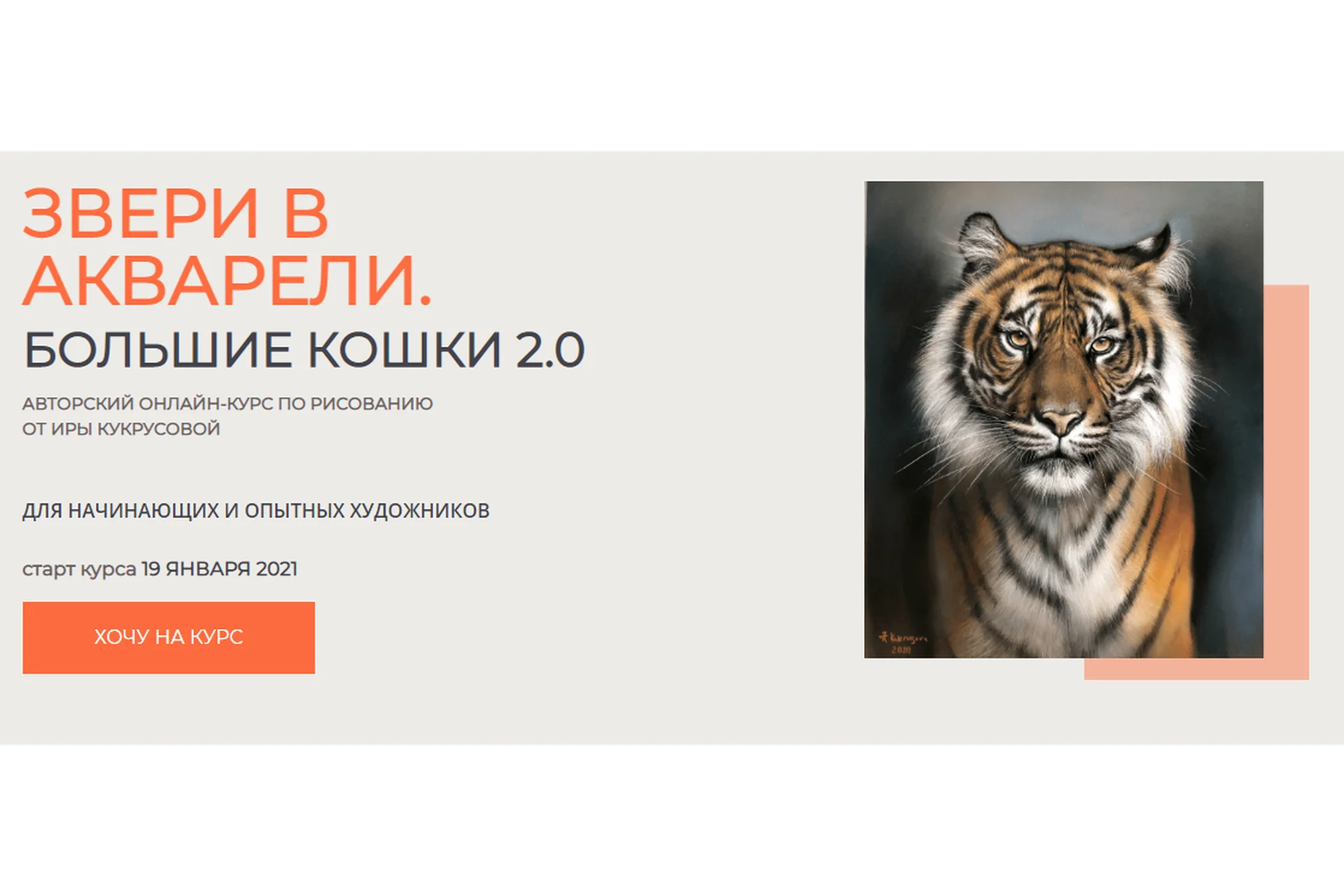 Звери в акварели. Большие кошки-2. Тариф «Только теория» (Ирина Кукрусова), фото 1 из 1.