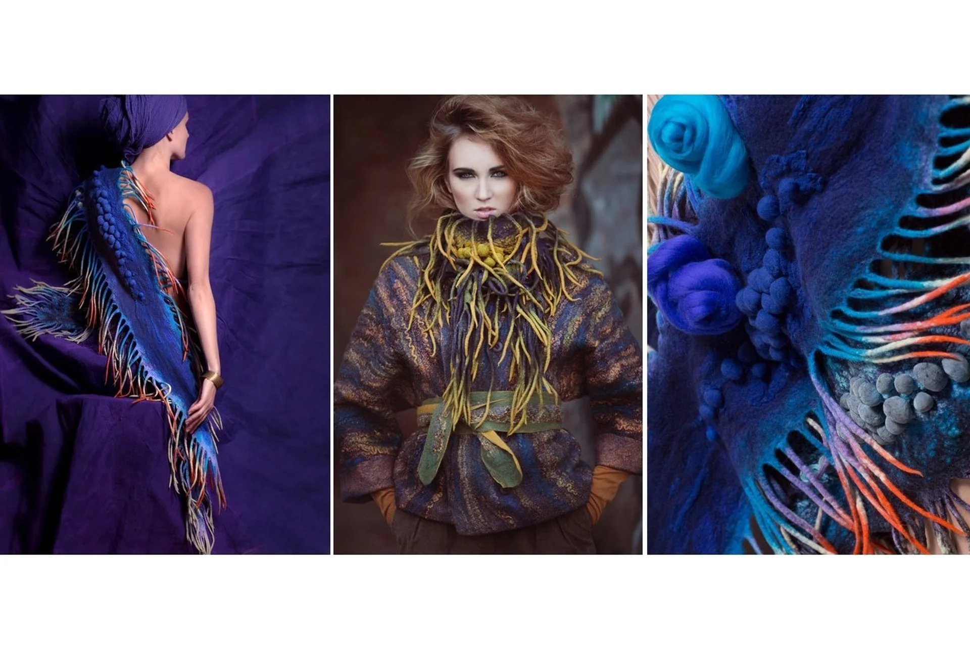 Прикладное цветоведение. Арт-шарф с объёмным декором и жгутами (Диана Нагорная), фото 1 из 1.