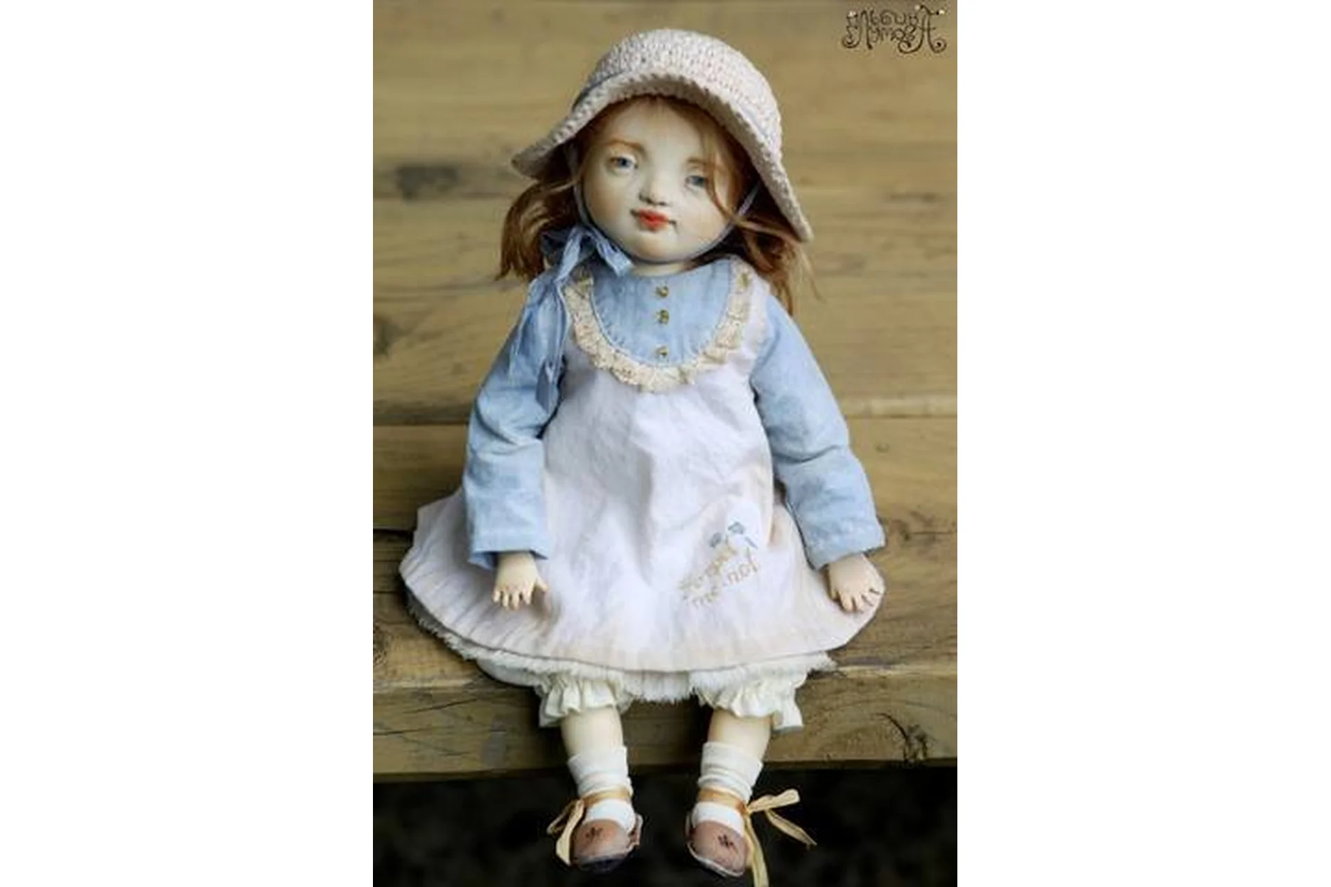 Подвижная стилизованная кукла из самозатвердевающего пластика «Незабудка» (Альбина Глумова), фото 1 из 1.