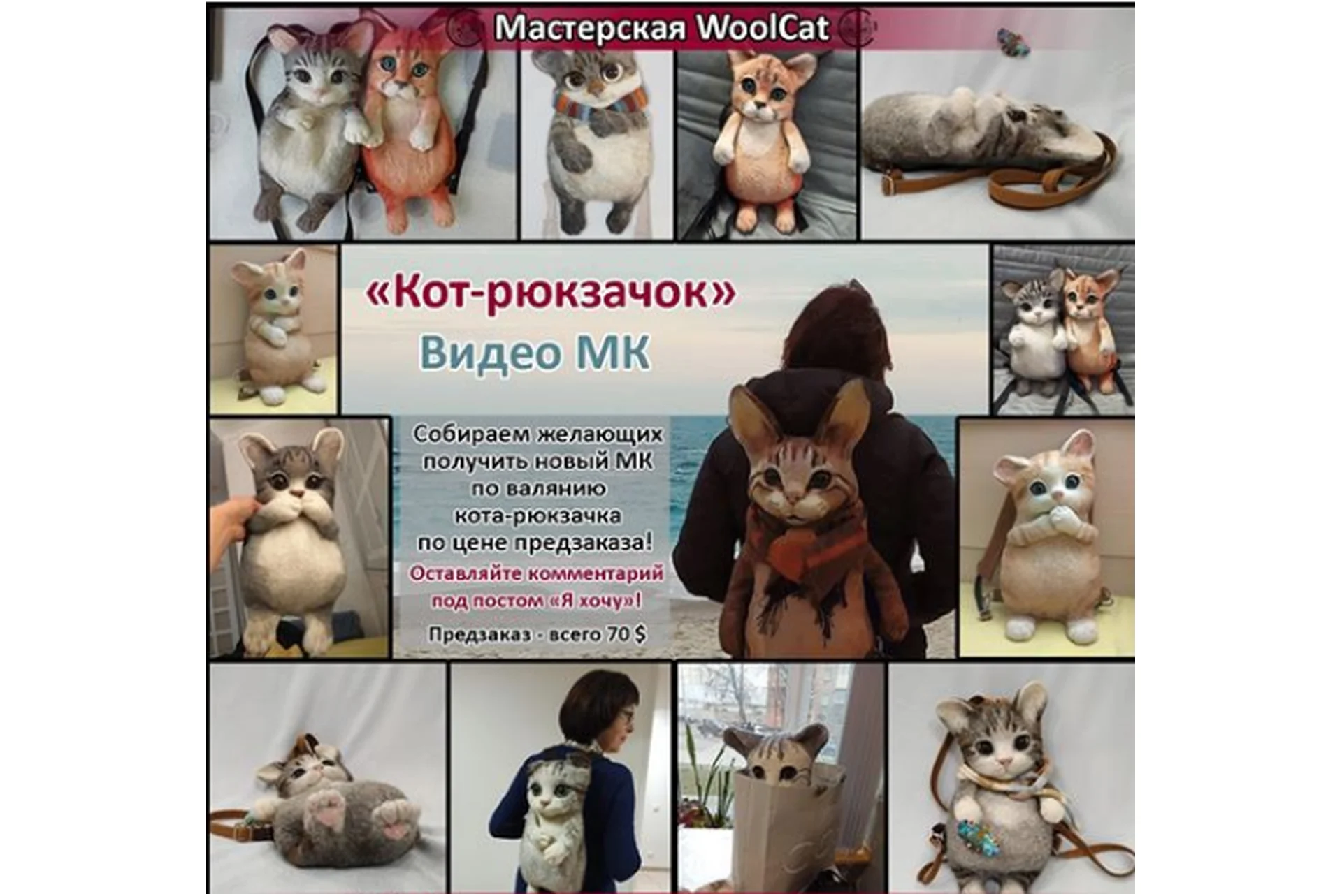 [WoolCat] Кот-рюкзачок, фото 1 из 1.