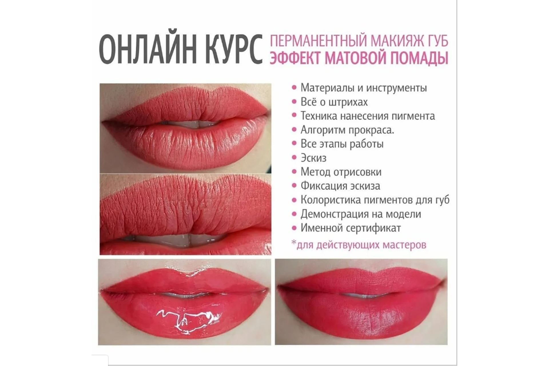 Перманентный макияж губ. Эффект матовой помады (Любовь Лапина), фото 1 из 1.