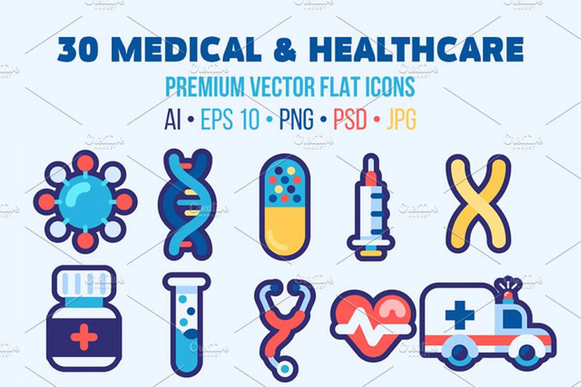 [Creativemarket] 30 Medical Flat Icons Good for Logo (Ollysweatshirt), фото 1 из 1.