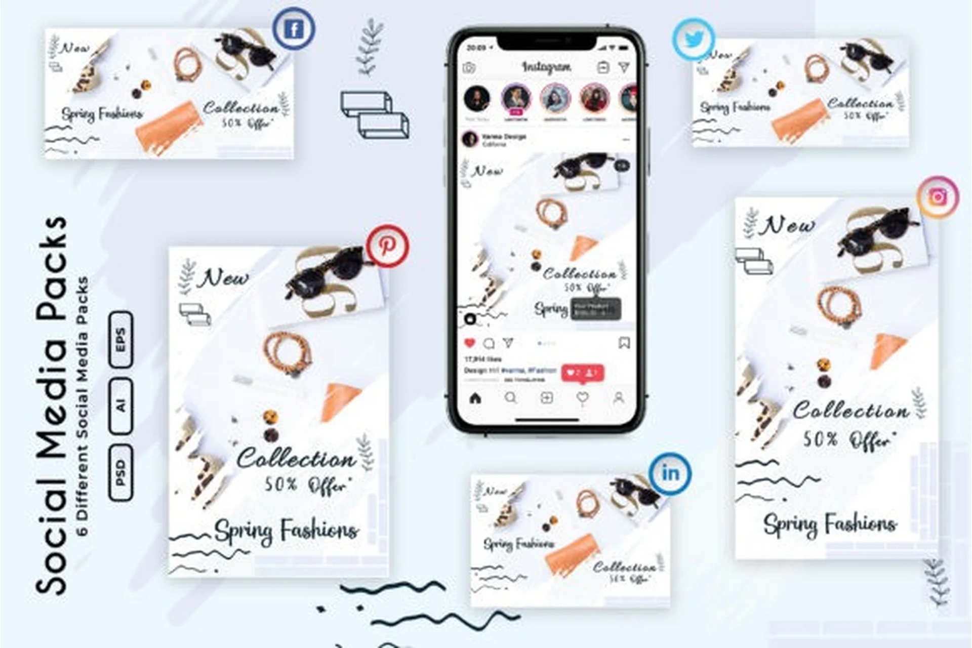 [Сreativefabrica] Fashion Sale Social Media Posts. Посты для соцсетей Модная распродажа (3djagan), фото 1 из 1.