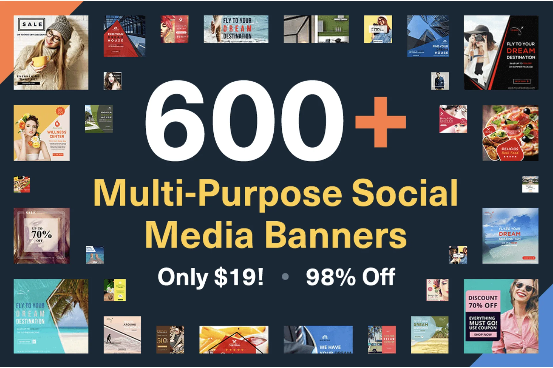 Более 600 Шаблонов для Instagram, Facebook, Twitter и Pinterest, фото 1 из 1.