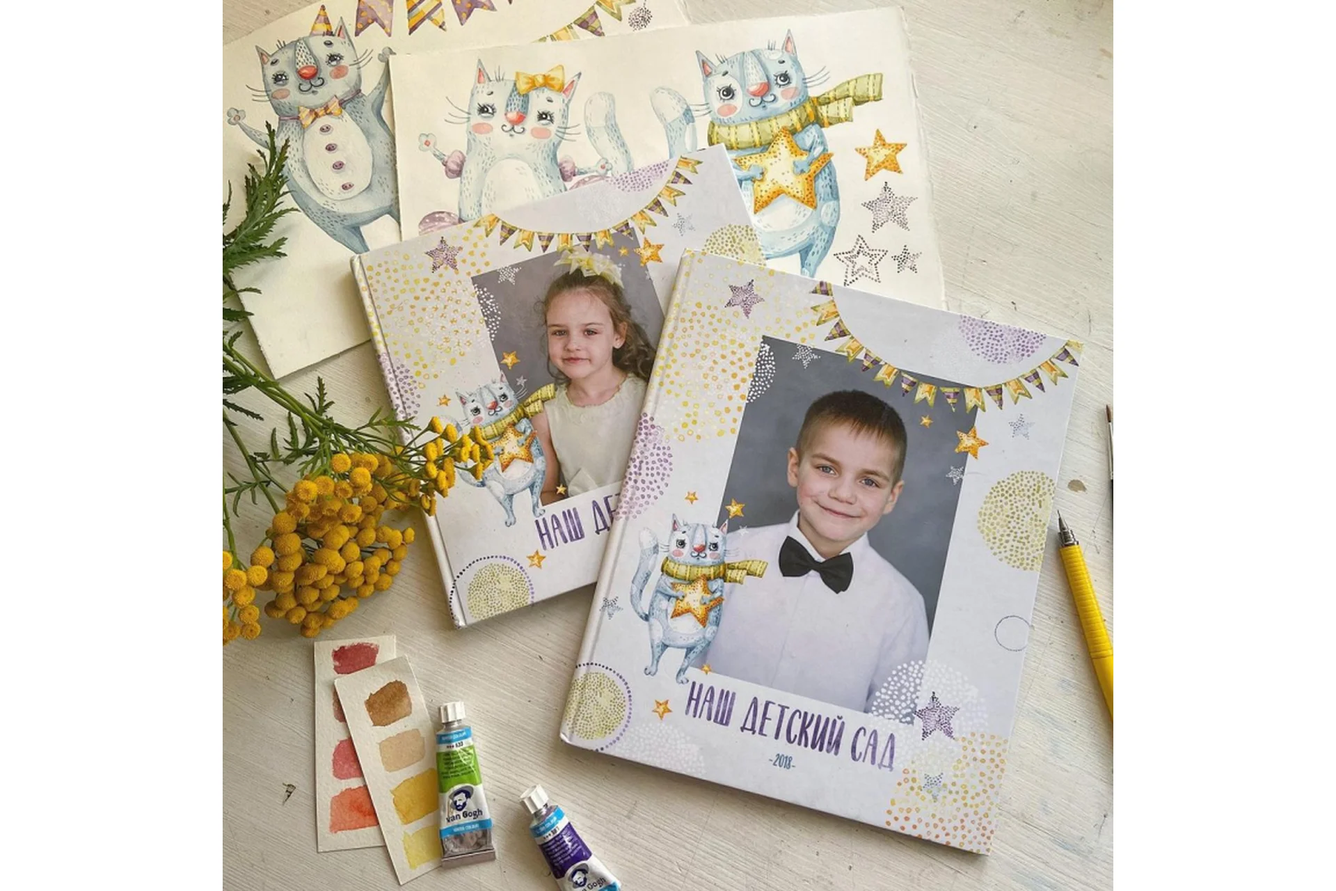 Шаблон выпускной фотокниги Толстые котики (Ксения Фёдорова), фото 1 из 1.