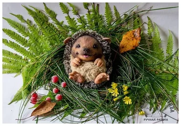 Ежик в смешанной технике (Татьяна Баканова)