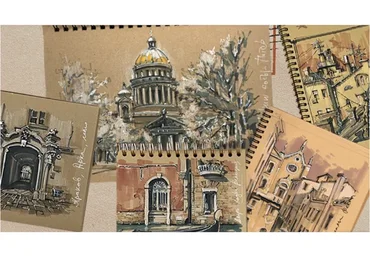 [Marker School] Архитектурный скетчинг на крафте. New (Екатерина Пластинина)