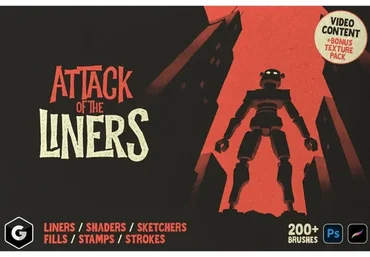 [DesignCuts] Attack Of The Liners Photoshop And Procreate кисти (Green Room Media)