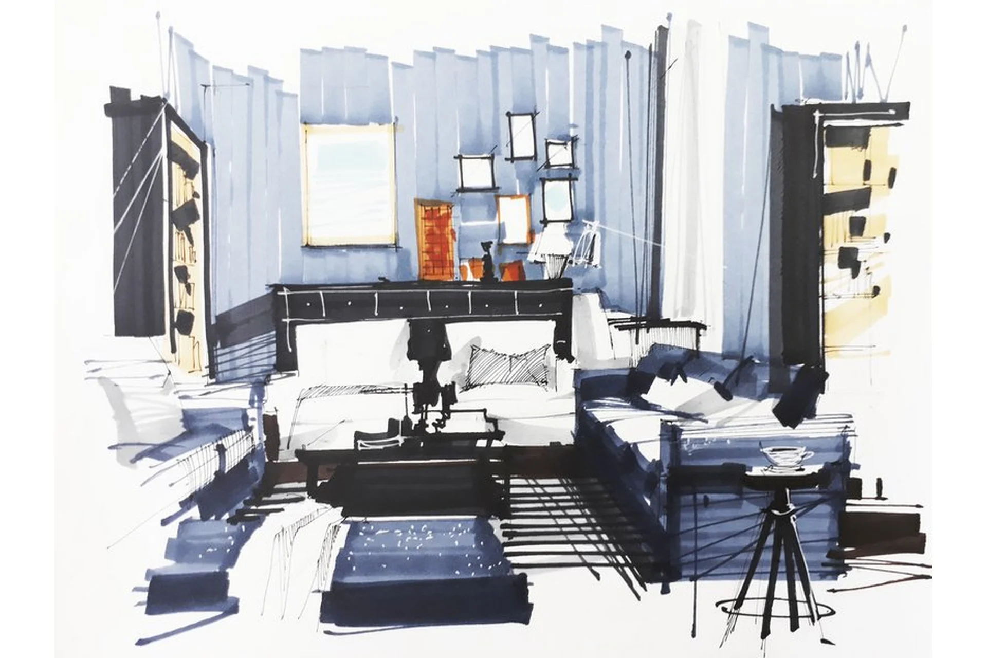 [KalachevaSchool] Интерьерный скетчинг спиртовыми маркерами (Сергей Тихомиров), фото 1 из 1.