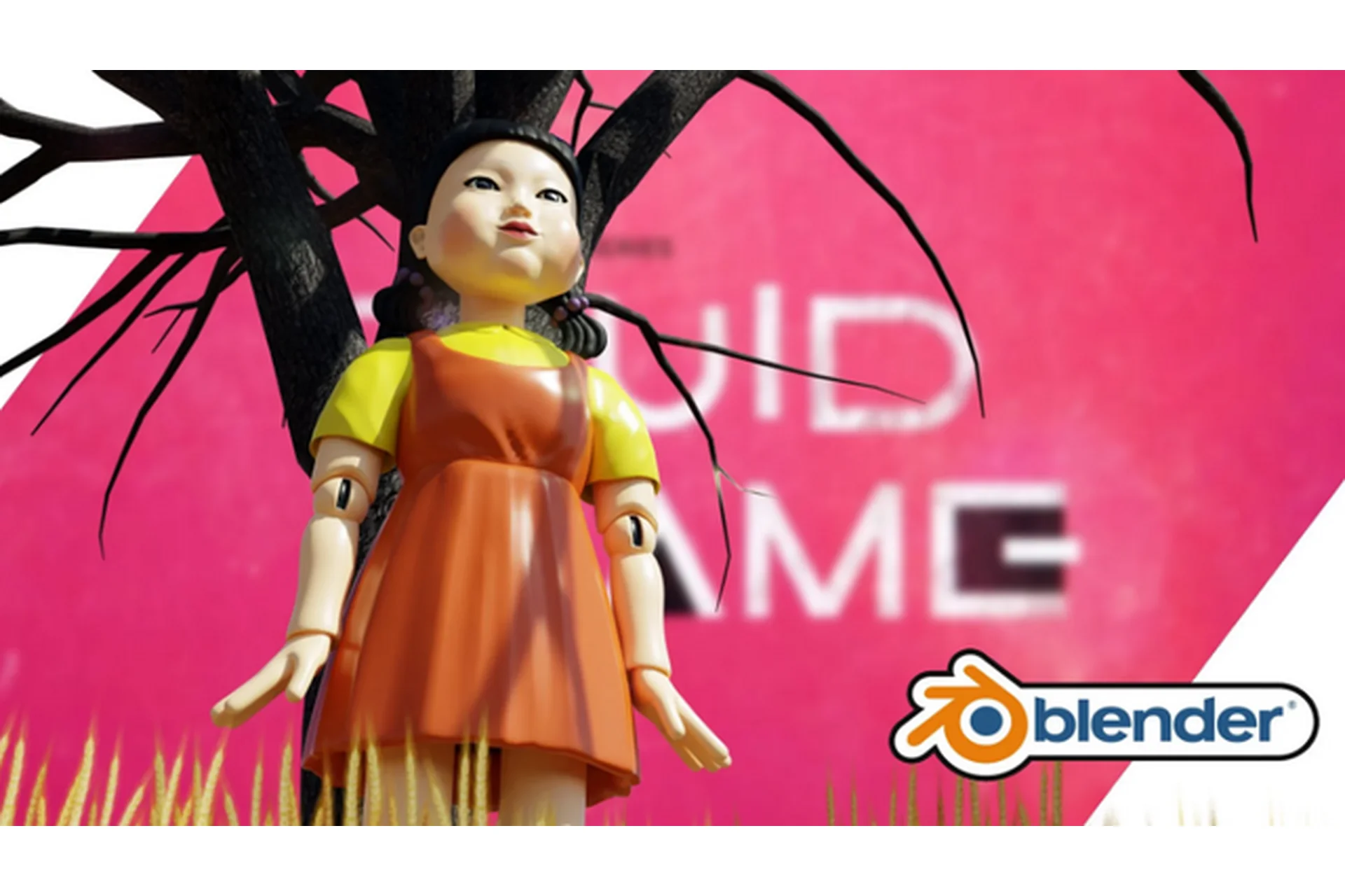 [Zerina 3D] Создание куклы-убийцы из «Игра в кальмара» в Blender, фото 1 из 1.