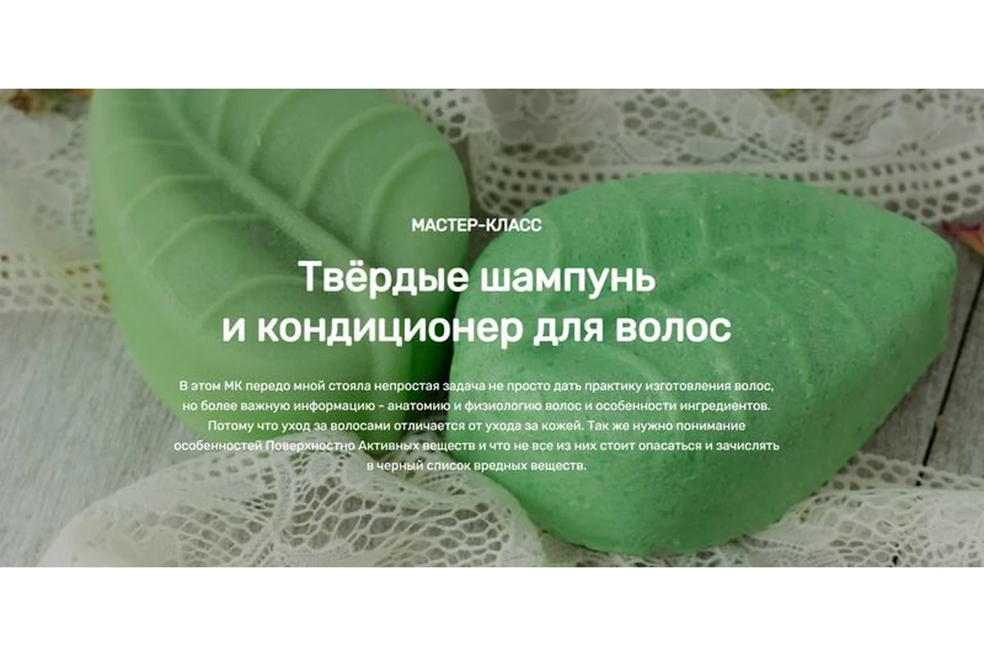 [Home Spa School] Твёрдые шампунь и кондиционер для волос (Елена Чилдерс), фото 1 из 1.