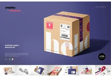 [Creativemarket] Noissue Shipping Labels Mockup Set (creatsy5)