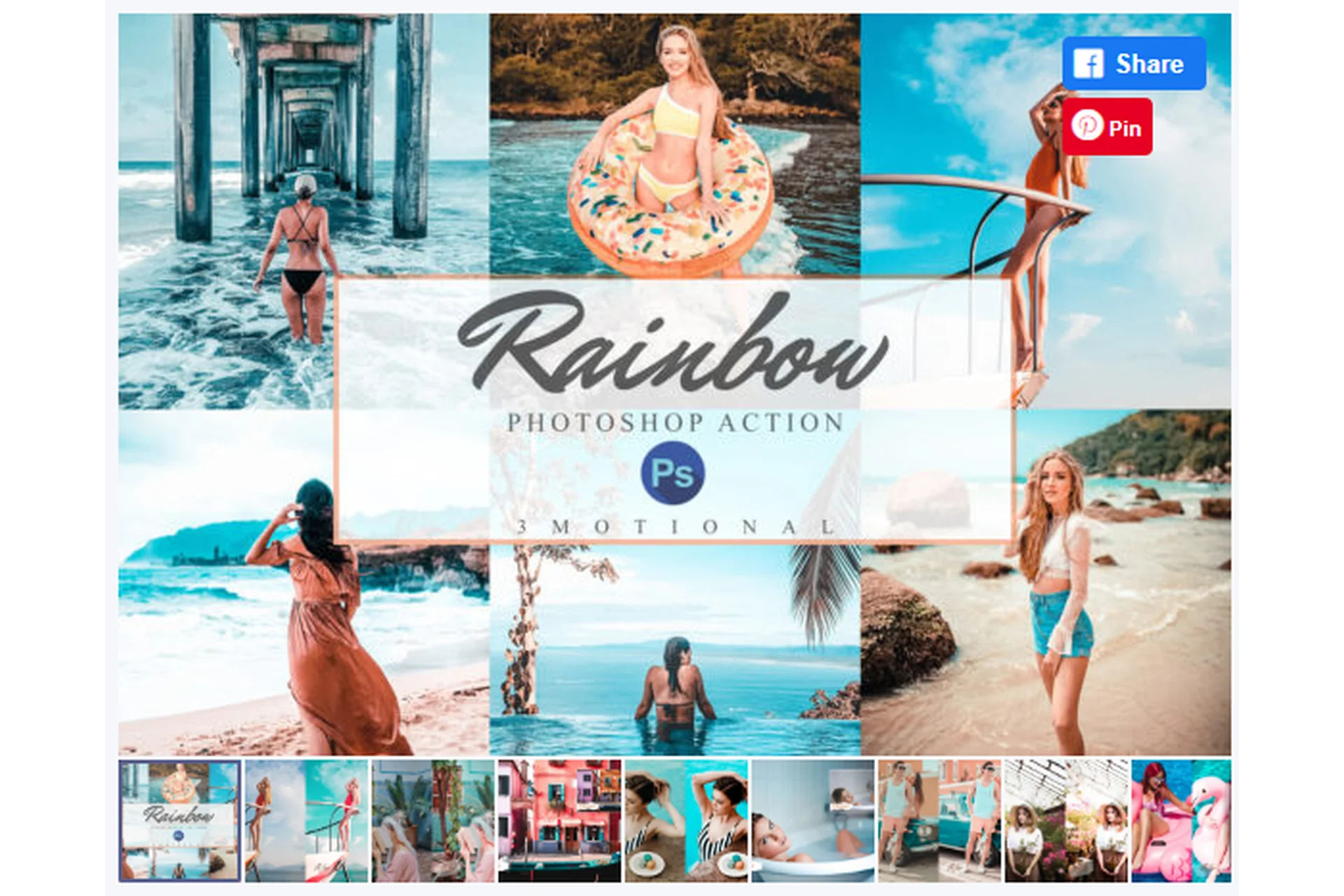 [Creativefabrica] 11 Rainbow Photoshop Actions, ACR, LUT (3Motional), фото 1 из 1.