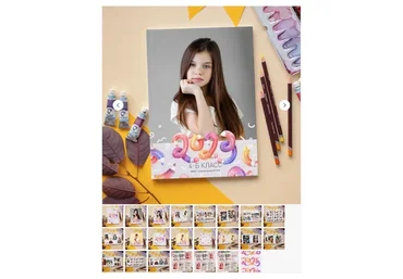 [PSD] Шаблон выпускного фотоальбома. Дизайн «Цветные карандаши», 21х30 и 20х20 (Ксения Фёдорова)