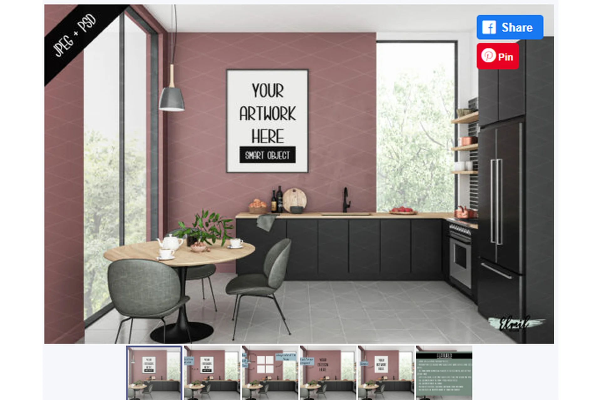 [Creativefabrica] Canvas & Frame Mockup - Modern Kitchen - 4751210 (Elmil Design), фото 1 из 1.