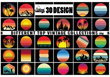 [Creativefabrica] Retro Vintage Sunset Bundle (i_am_ the_trend)