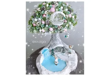 Зимнее дерево с катком (handmade_olgakir)