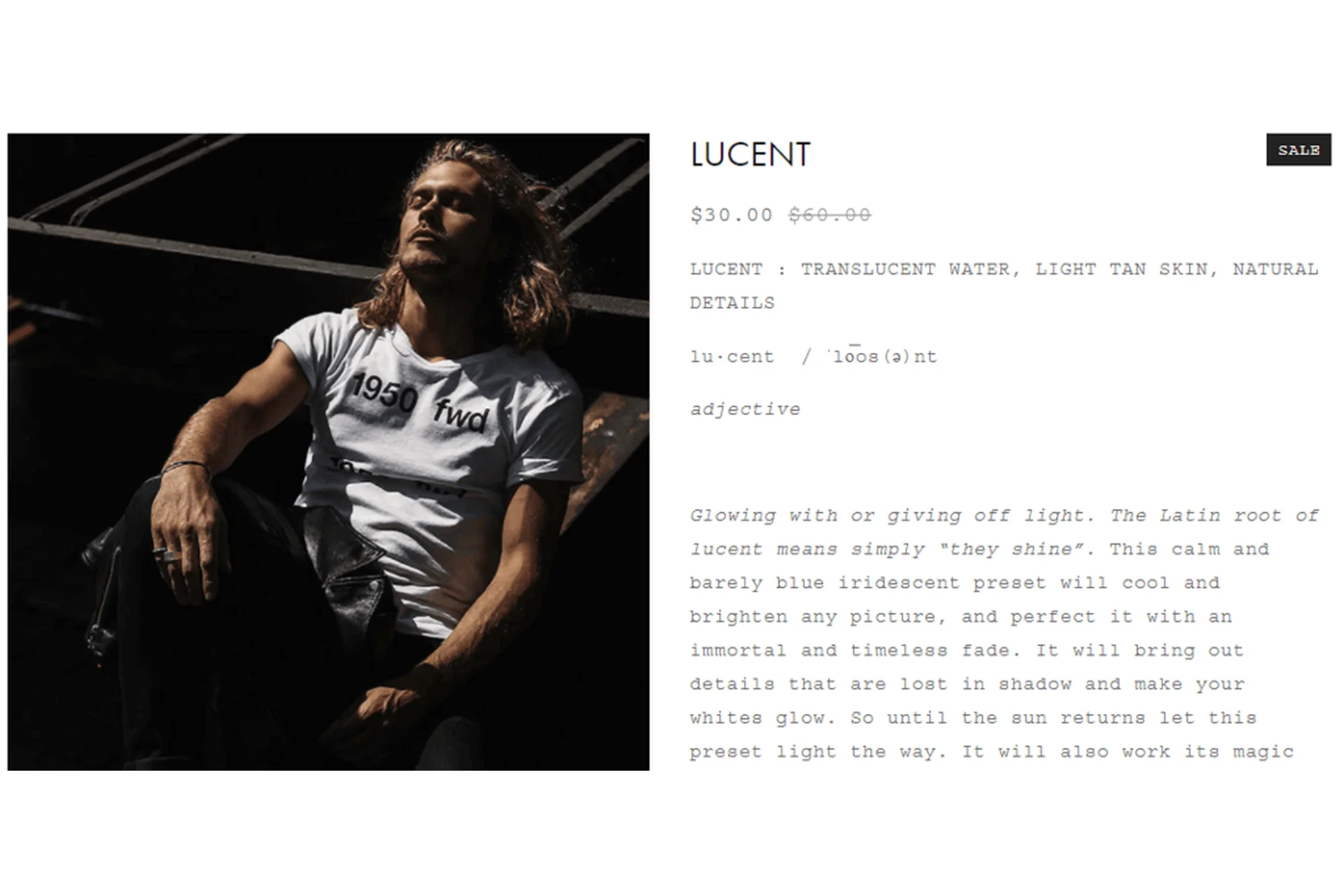 Lucent Lightroom Presets, 2018 (Jorden Keith), фото 1 из 1.