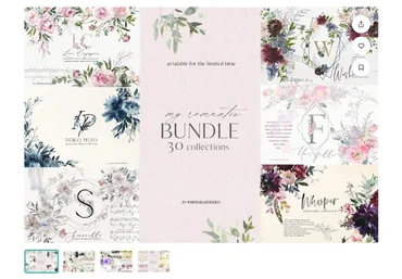 [Creative Market] My Romantic bundle / Цветочный клипарт, 30 Коллекции (Юлия Подлиннова)