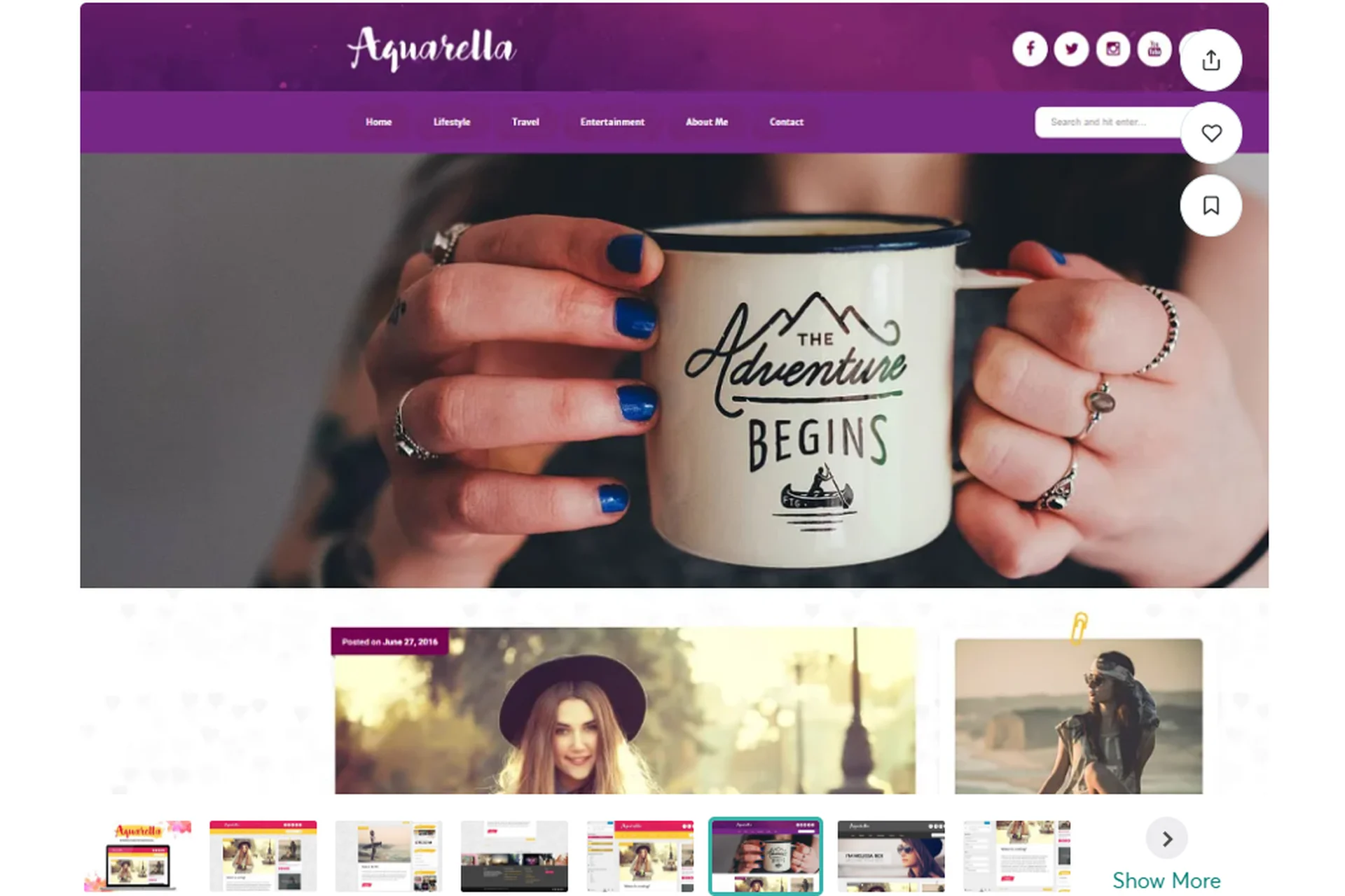[Creative Market] Aquarella - Elegant Wordpress Theme, фото 1 из 1.