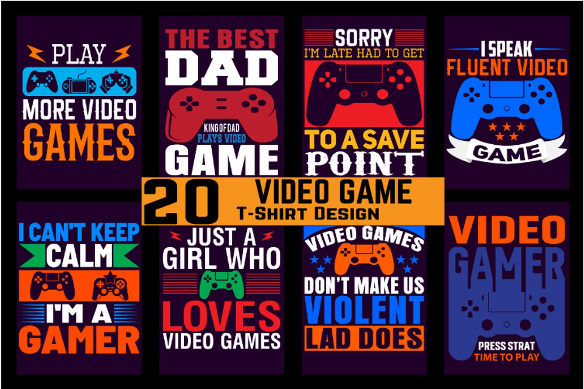 [Creativefabrica] Video Game T-Shirt Design Bundle (adobe_tshirt), фото 1 из 1.