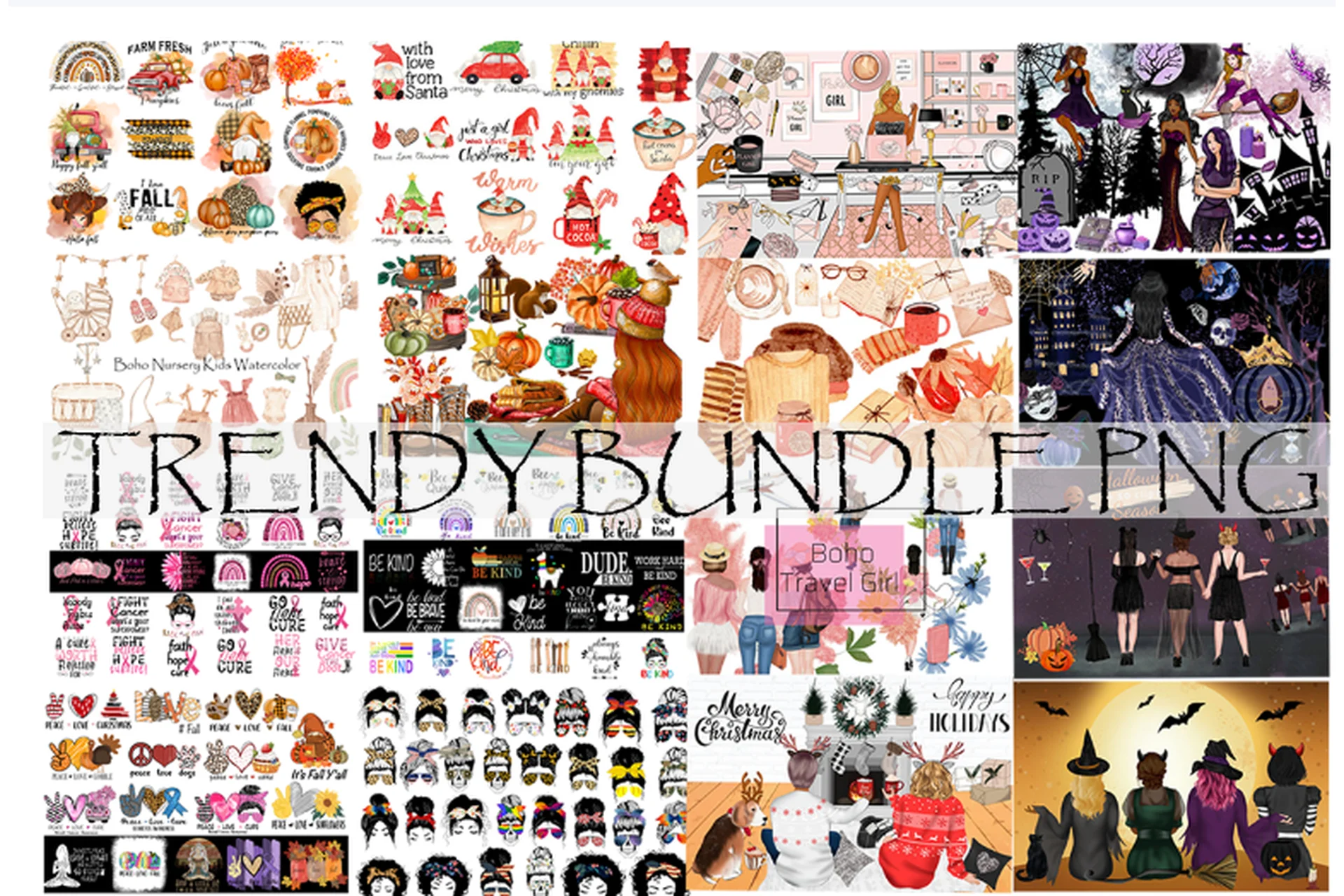 [Creativefabrica] Trendy PNG Bundle (Chou Chou Art), фото 1 из 1.