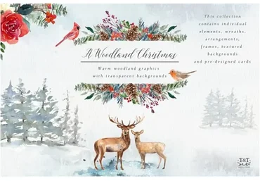 [Creative Market] Графический набор Рождественский лес (Twigs and Twine)