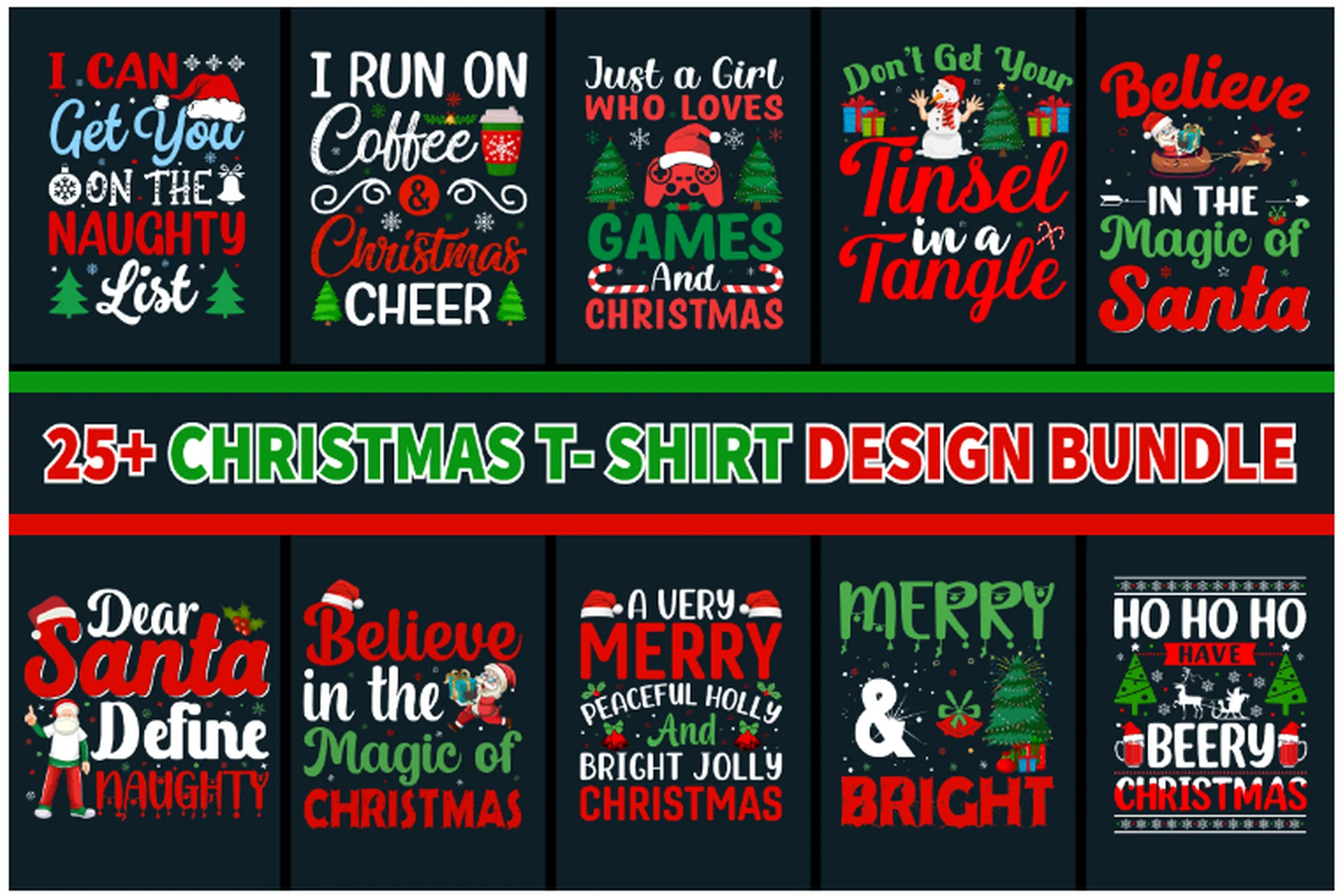 [Creativefabrica] Christmas T-Shirt Design Bundle (rajjdesign), фото 1 из 1.
