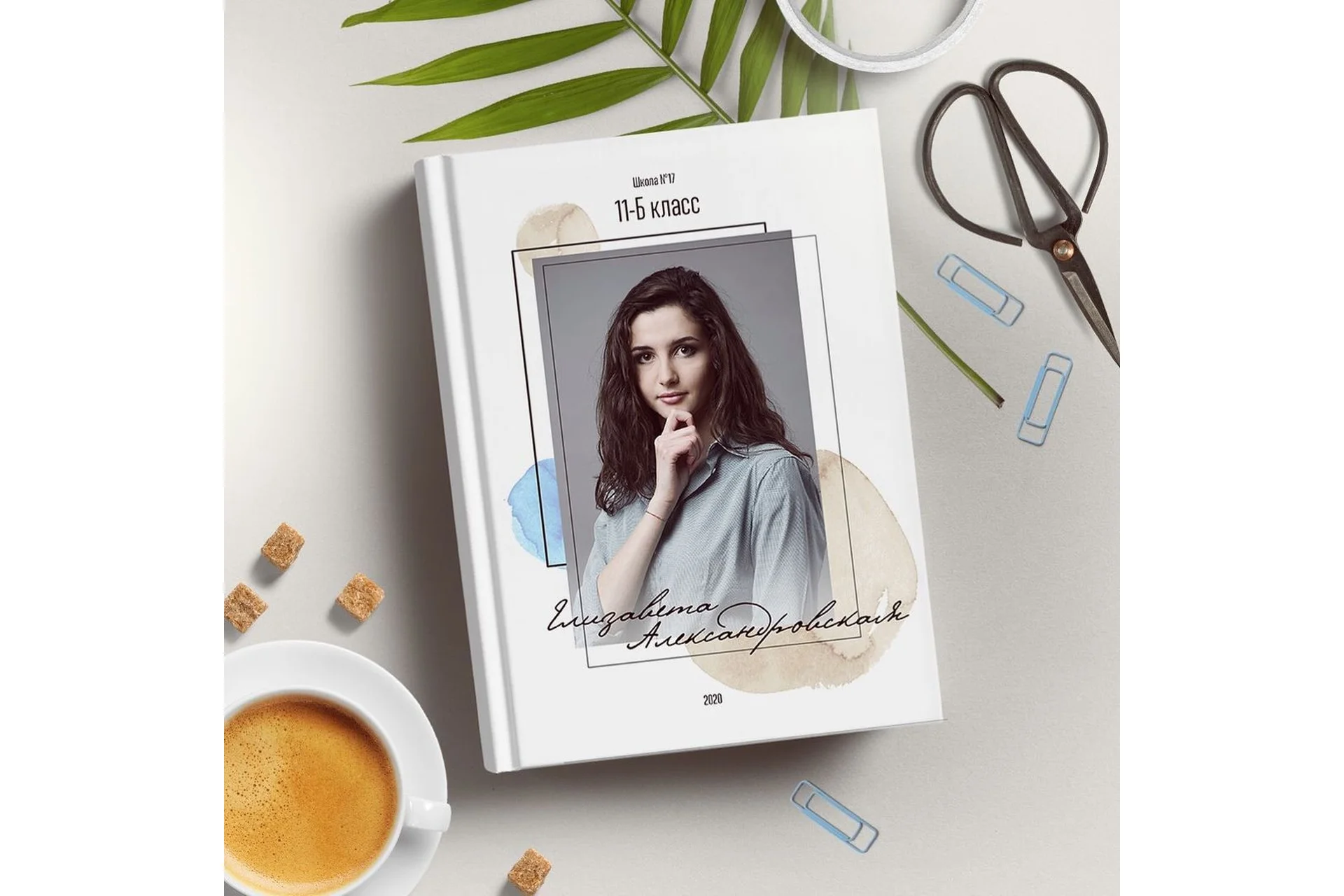 [PSD] Шаблон выпускной фотокниги Дизайн "Акварель" (Ксения Фёдорова), фото 1 из 1.