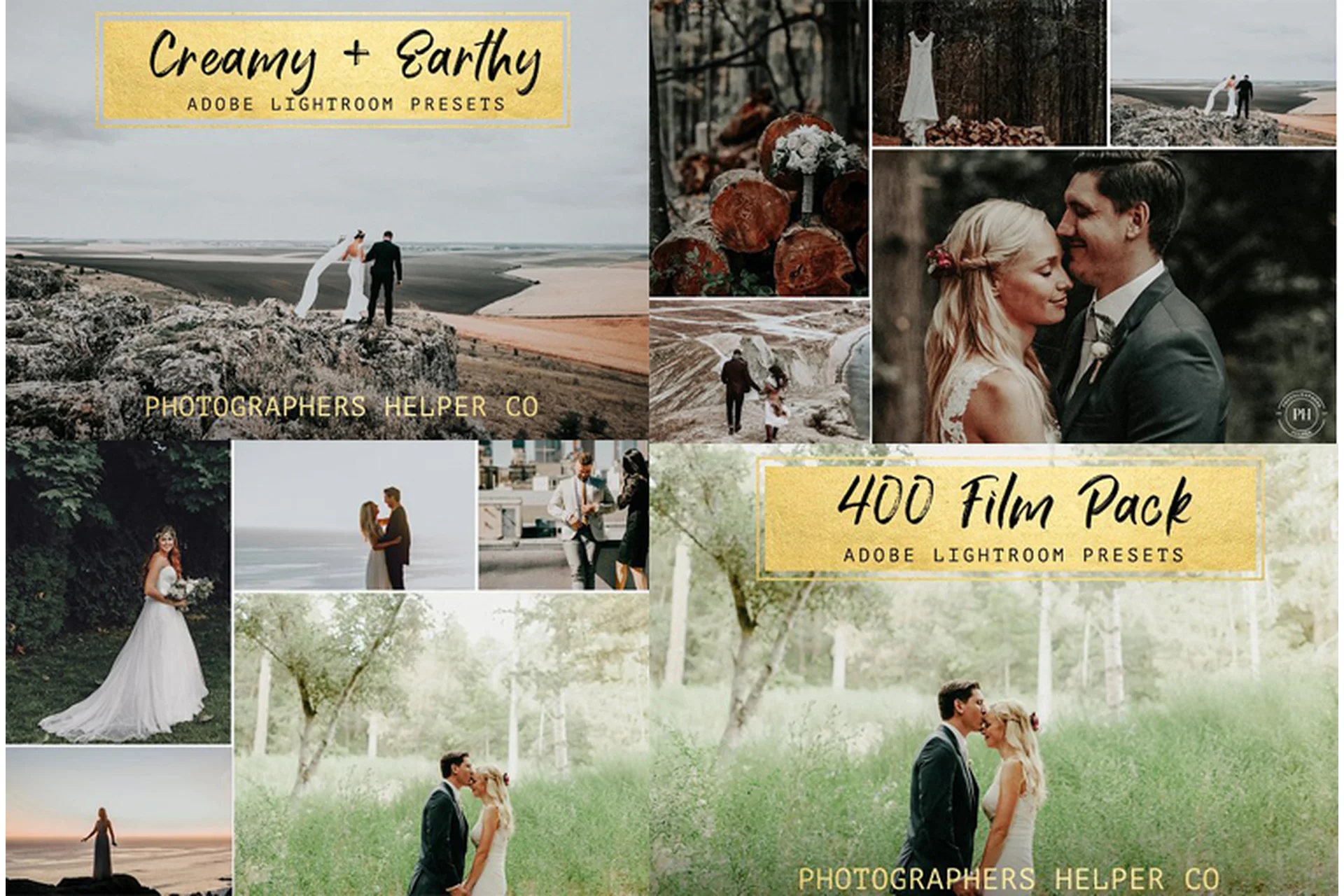 [CreativeMarket] Свадебные пресеты. Creamy & Earthy, 400 Film LR Preset Pack, фото 1 из 1.