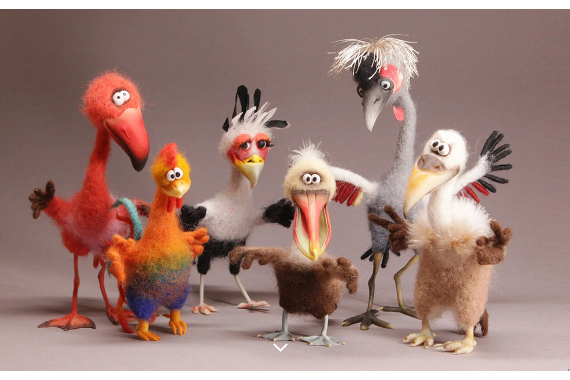 Суперкомплект Птички. 6 птиц: Петух, Сип, Фламинго, Секретарь, Журавль, Пеликан (Ирина Егорова), фото 1 из 1.